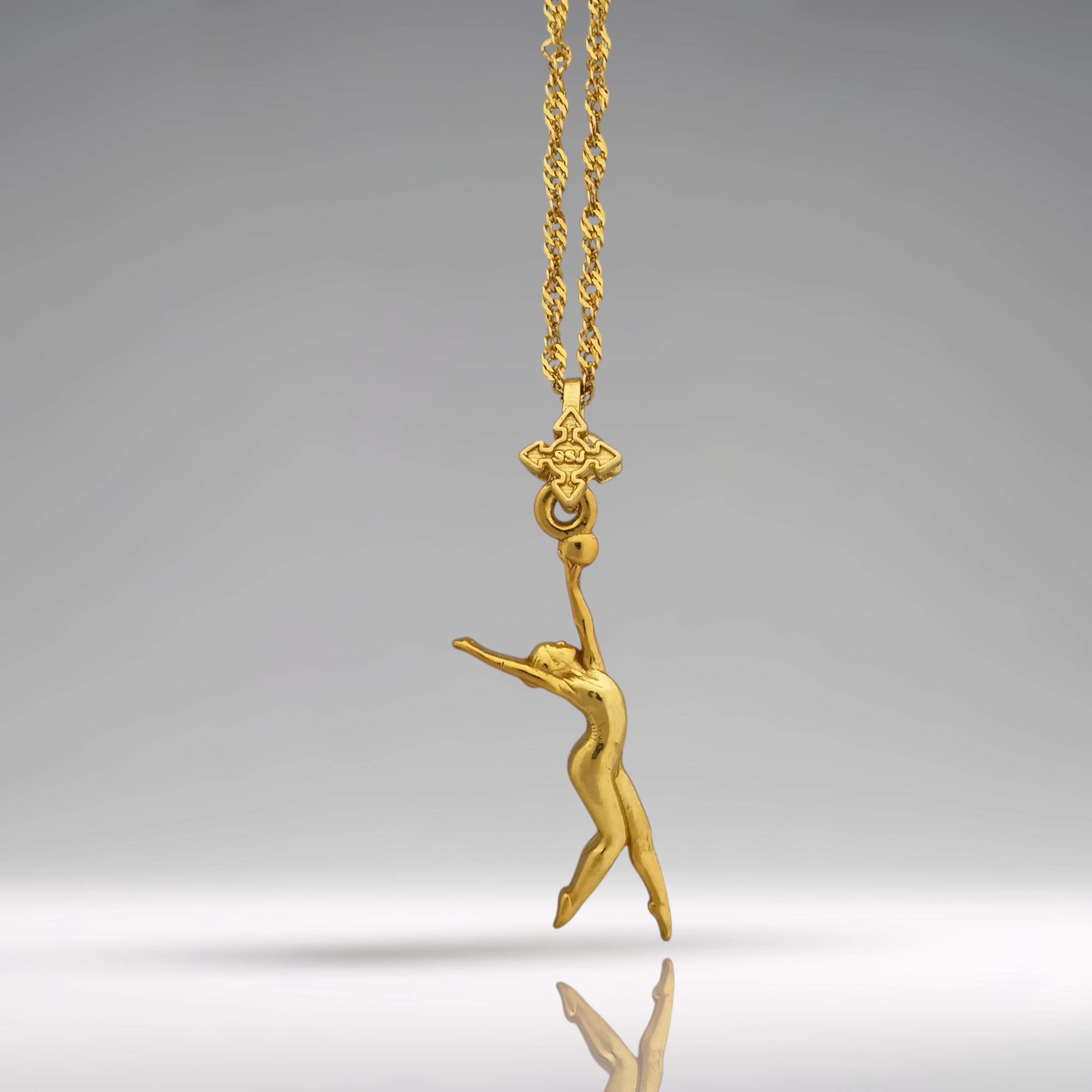 Rhythmic Gymnastics Jewelry Pendant for Women – Gold-Plated 925 Silver Gift – Ball Routine Sport Charm – Necklace