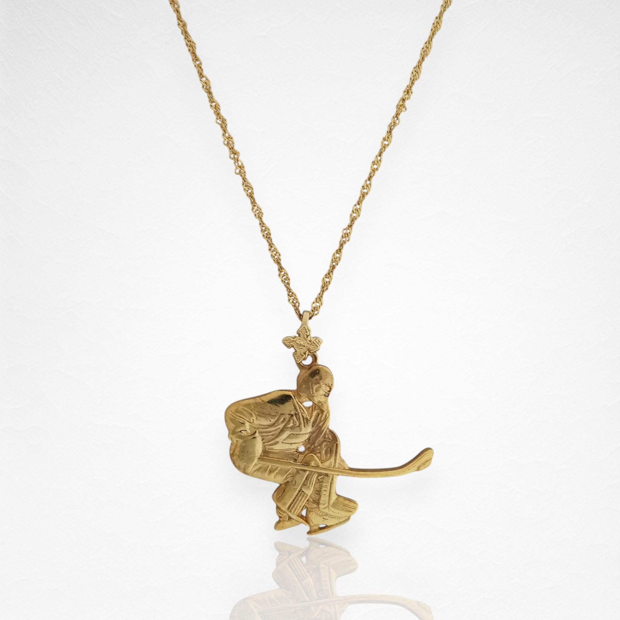Ice Hockey Jewelry Pendant for Men – Gold-Plated 925 Silver Goalie Gift – Handcrafted Sports Charm for Athletes and Fans – Necklace
