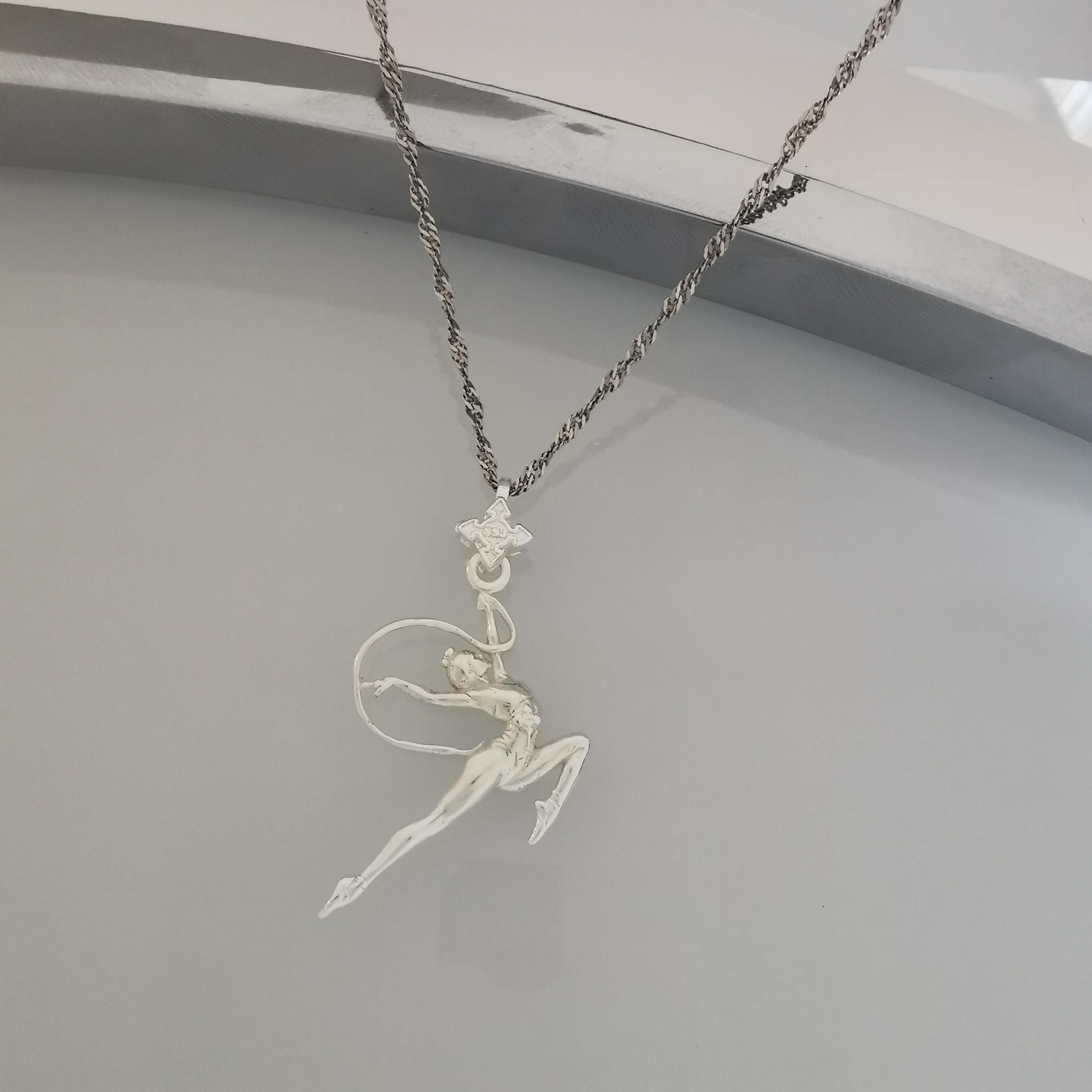 Rhythmic Gymnastics Jewelry Pendant for Girls – Classic Silver 925 Sports Gift – Handcrafted Charm for Dancers & Athletes – Necklace