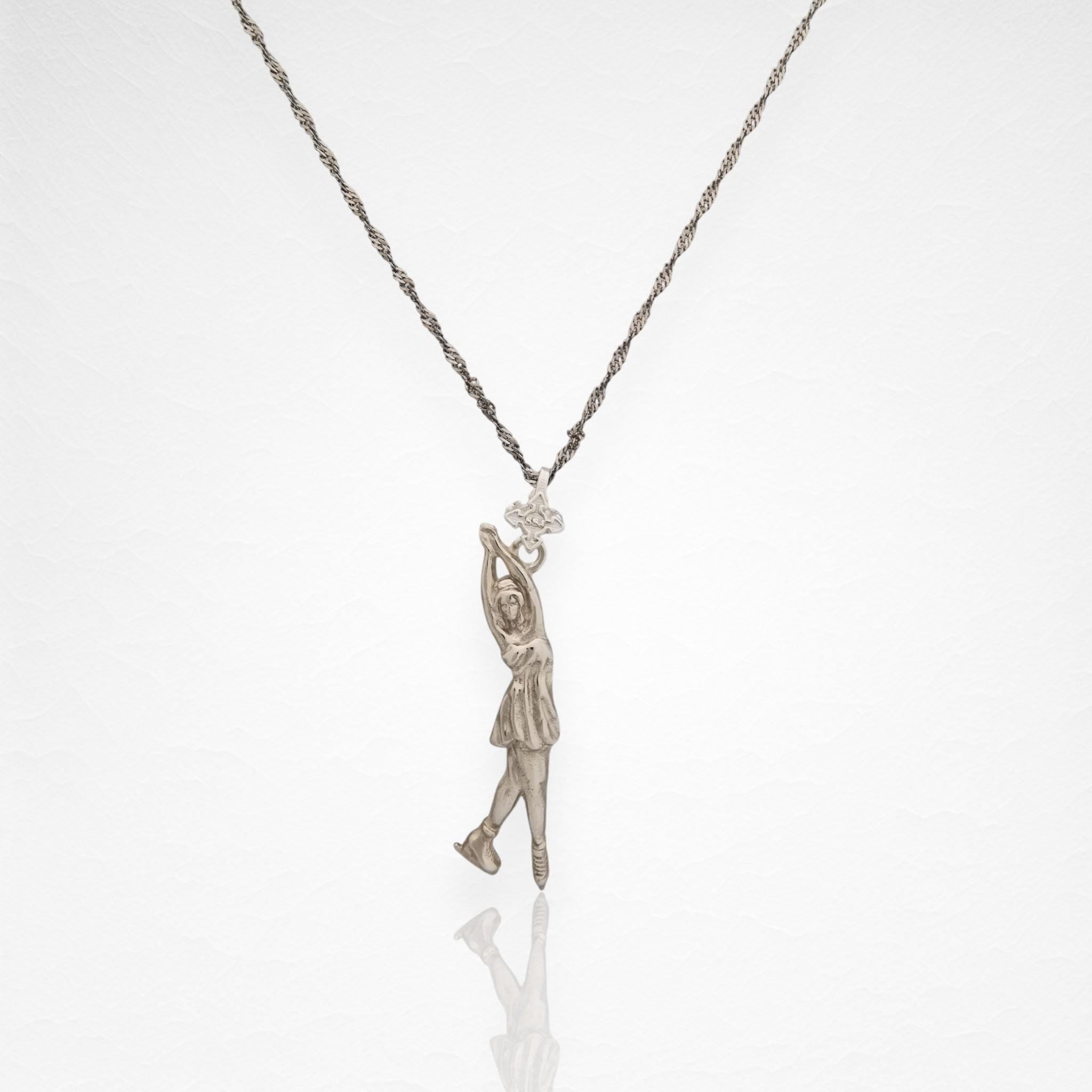 Figure Skating Jewelry Pendant for Women – Classic Silver 925 Gift – Handcrafted Sports Charm for Skaters & Girls – Necklace