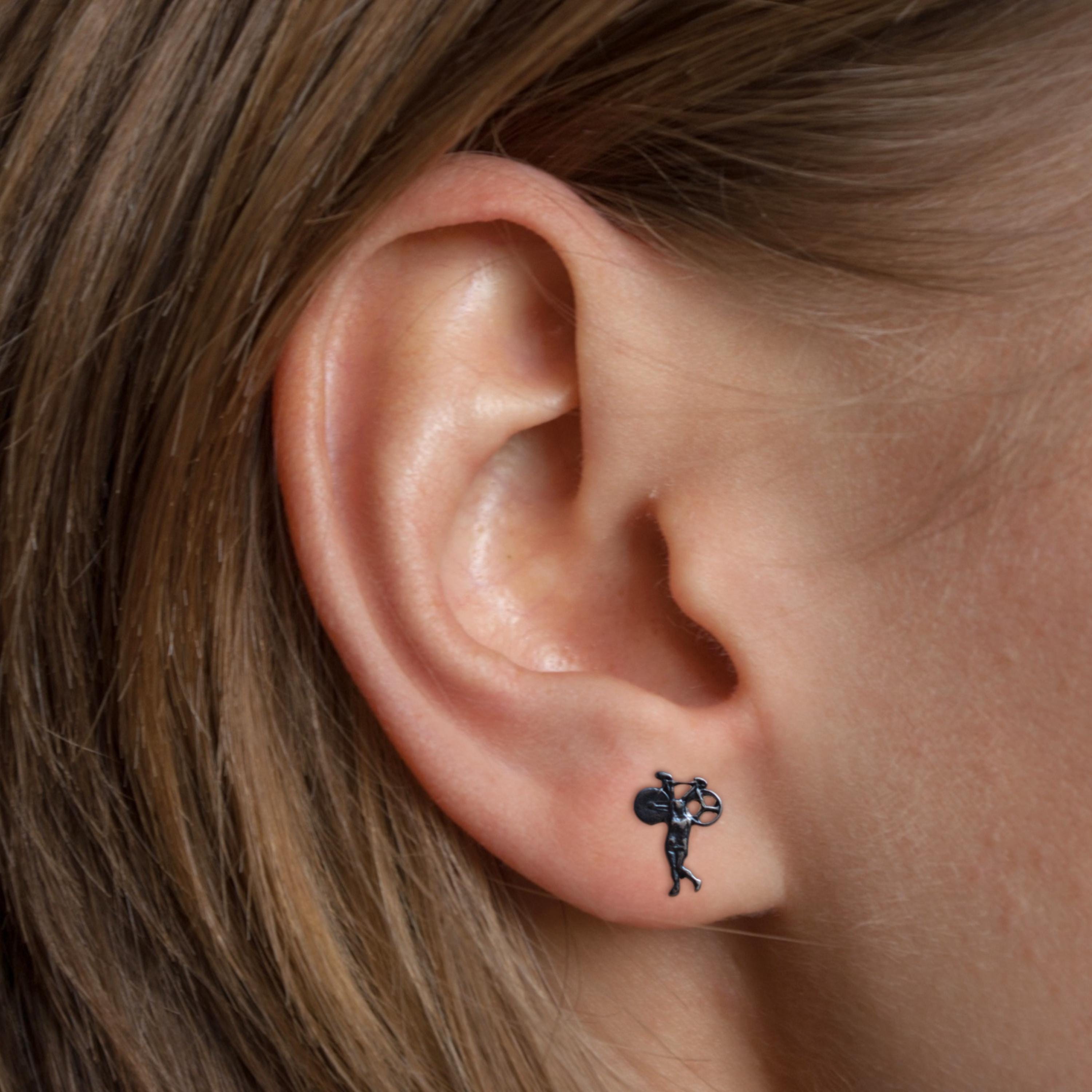 Cycling Stud Earrings. 925 Silver Jewelry for Women in Vintage-Inspired Style | Gift for Cyclist, Coach or Athlete