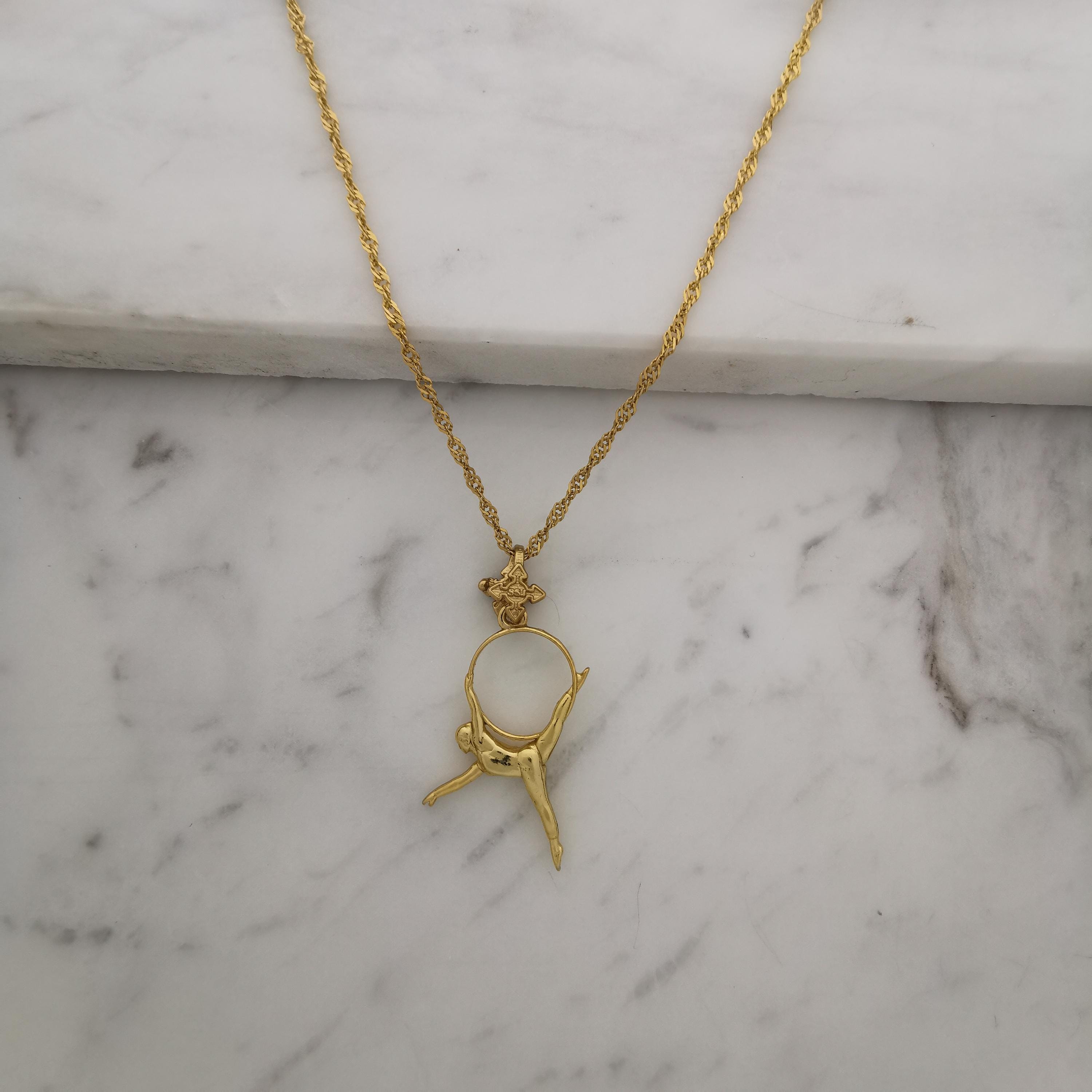 Aerial Hoop Jewelry Pendant for Women – Gold-Plated 925 Silver Gift – Handcrafted Sport Charm for Performers & Aerialists – Necklace