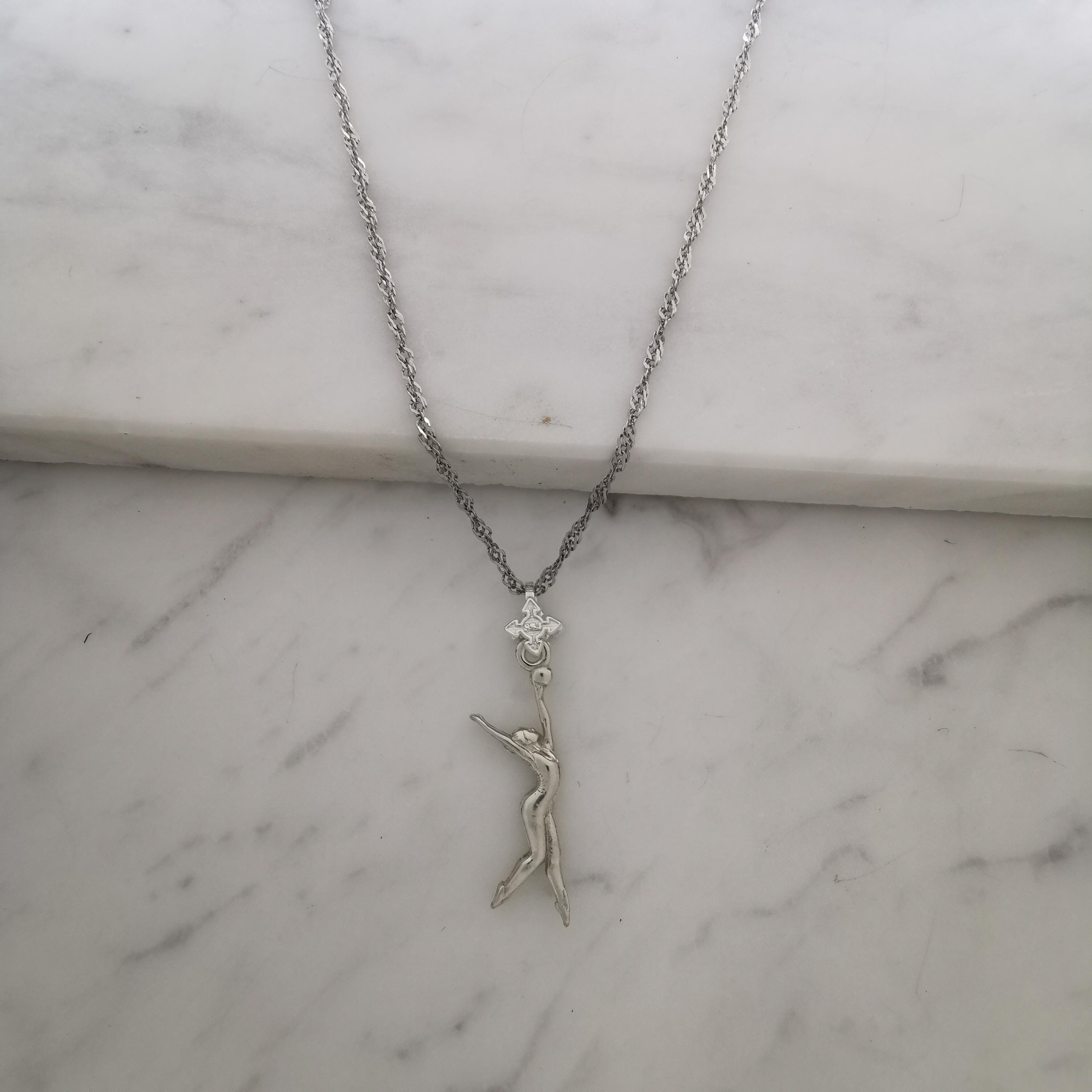 Rhythmic Gymnastics Jewelry Pendant for Women – Classic Silver 925 Gift – Ball Routine Charm for Ladies in Sport – Necklace