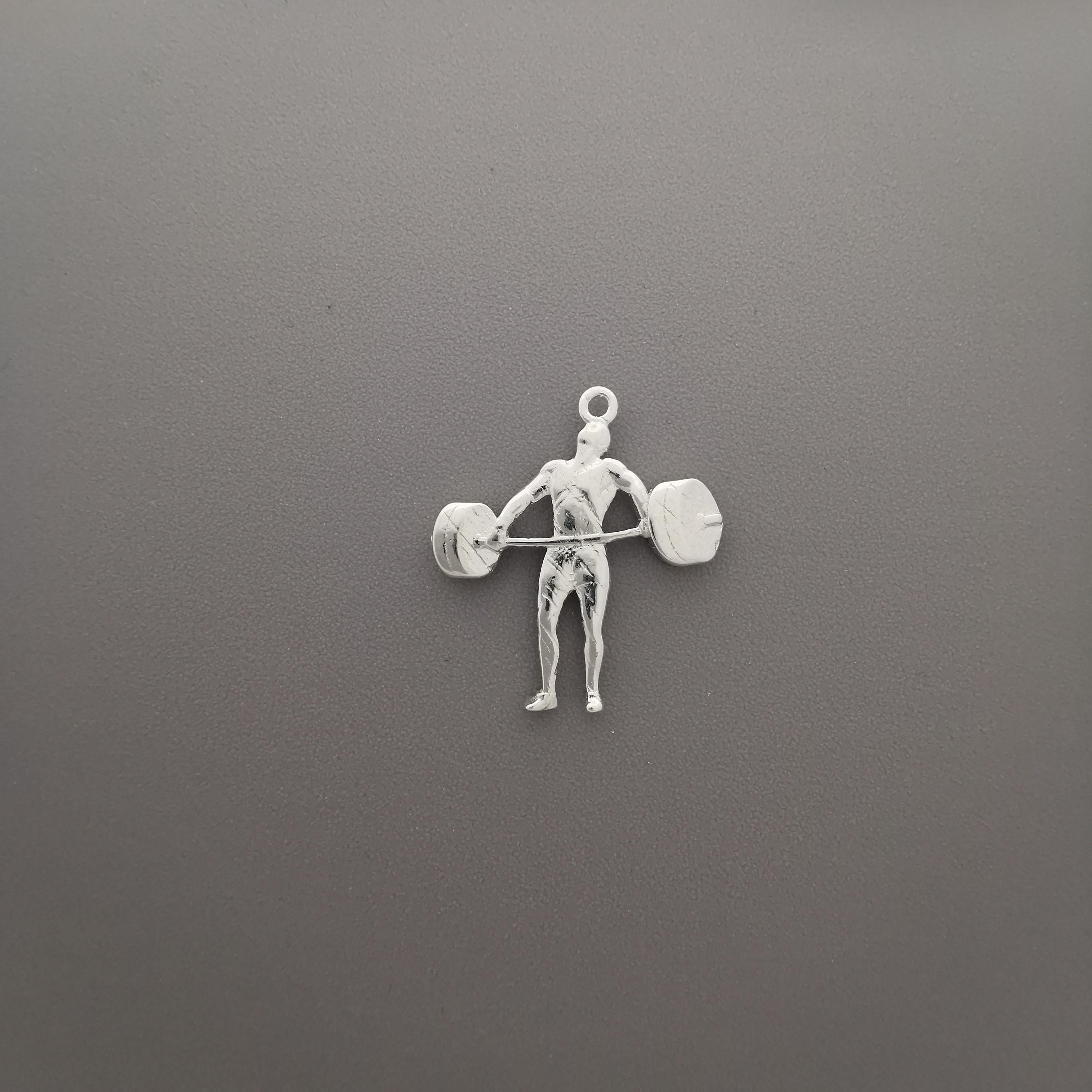 Weightlifting Pendant for Men – Classic Silver 925 Jewelry Gift – Handcrafted Gym Charm for Lifters, Athletes & Fitness Enthusiasts Necklace