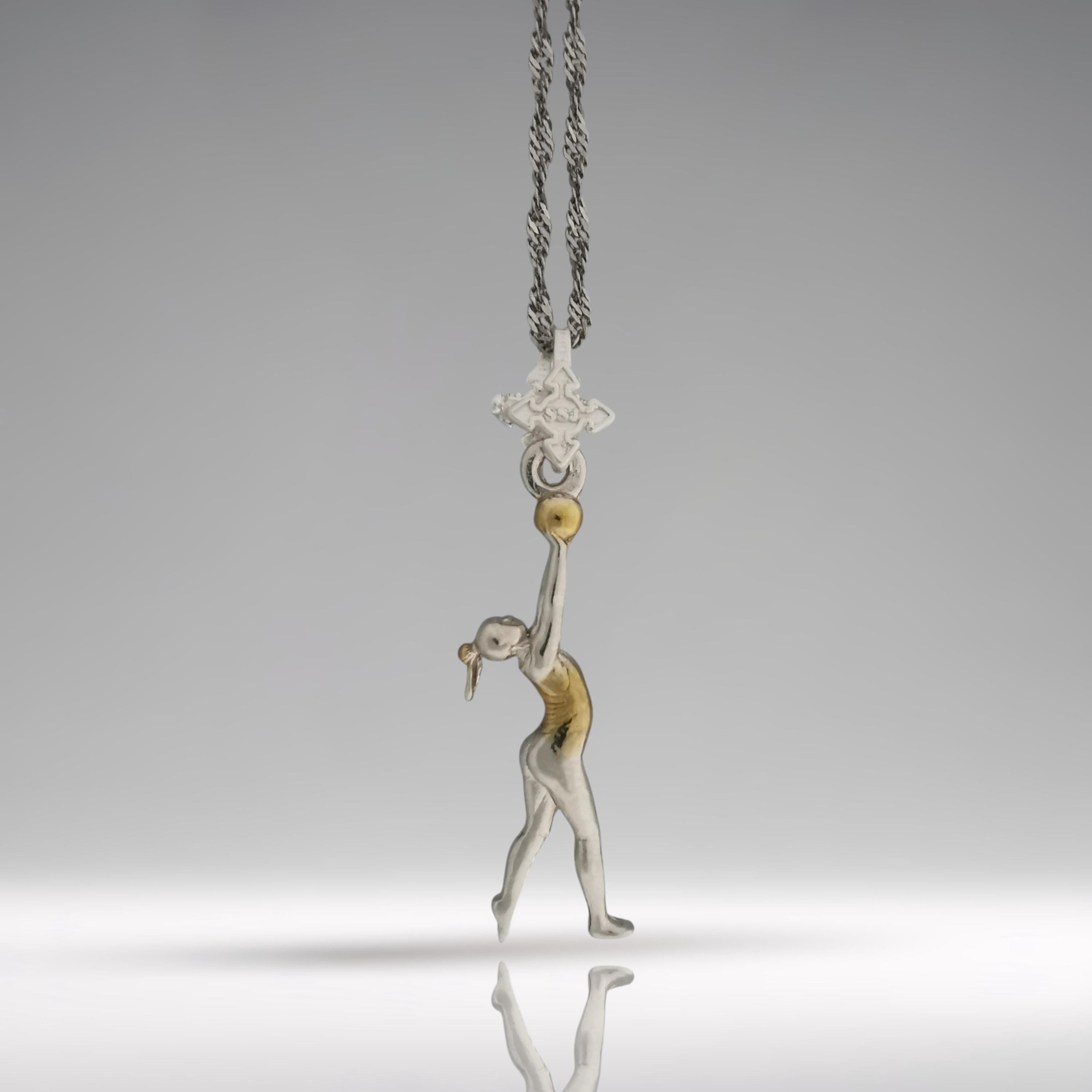 Rhythmic Gymnastics Jewelry Pendant for Women β 925 Silver with Partial Gold Plating β Ball Routine Sport Charm β Necklace