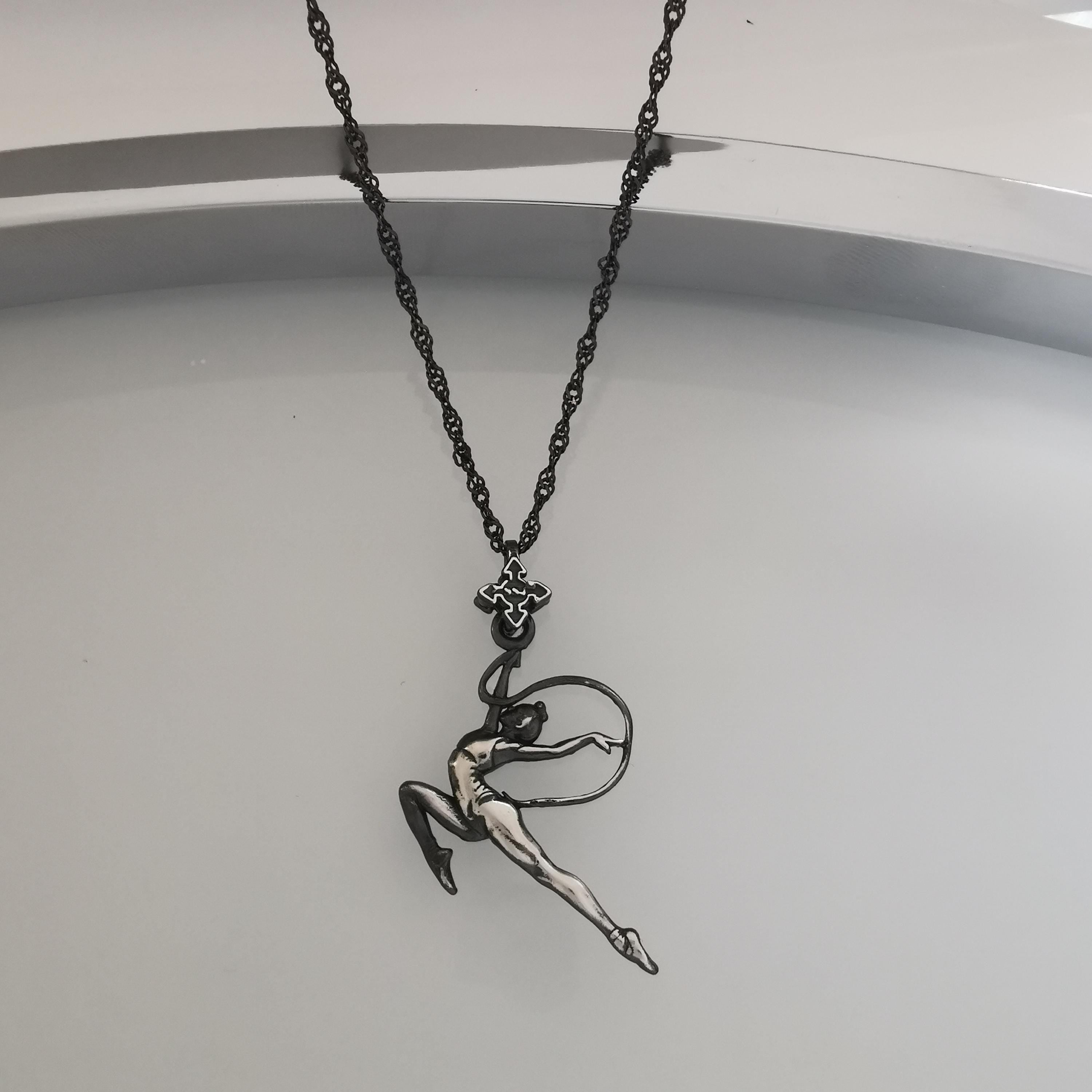 Rhythmic Gymnastics Jewelry Pendant for Girls – Vintage Style 925 Silver Sports Gift – Handcrafted Charm for Dancers & Athletes – Necklace