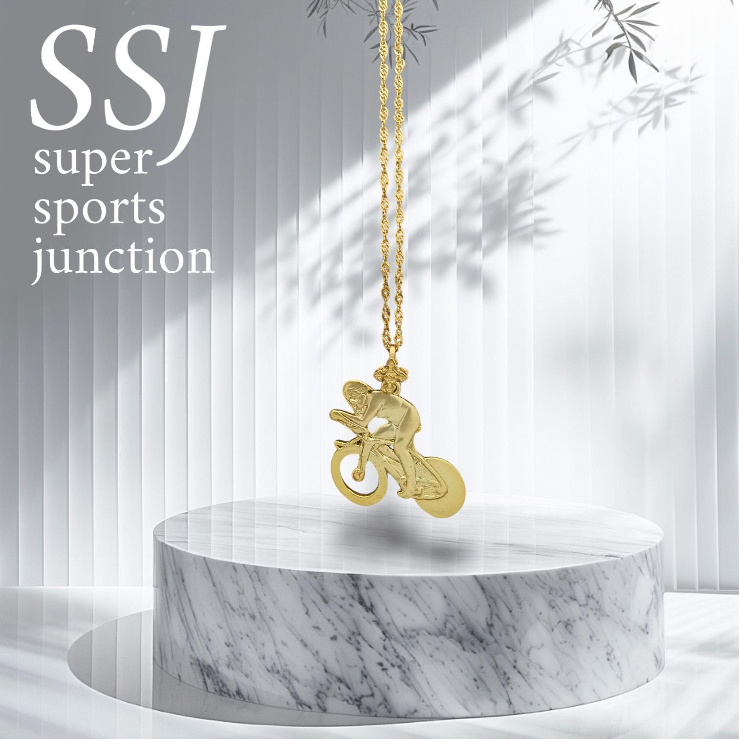 Cycling Jewelry Pendant for Men – Gold-Plated 925 Silver Gift – Sports Accessory for Road Bikers and Time Trial Racers – Necklace