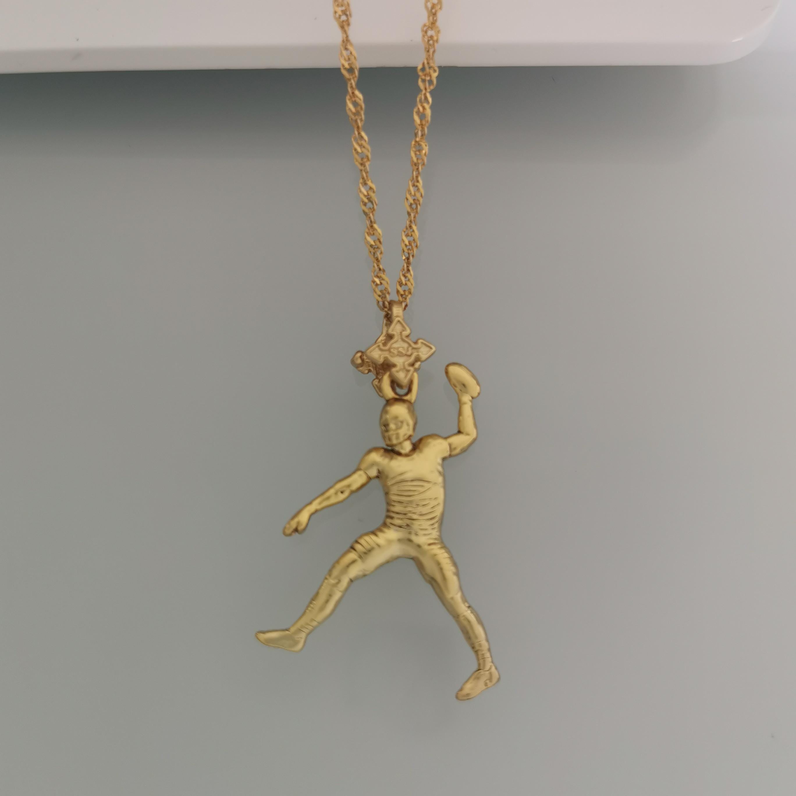 American Football Jewelry Pendant for Men Gold-Plated 925 Silver Gift for Players, Athletes & Fans, Handcrafted Sports Necklace for Game Day