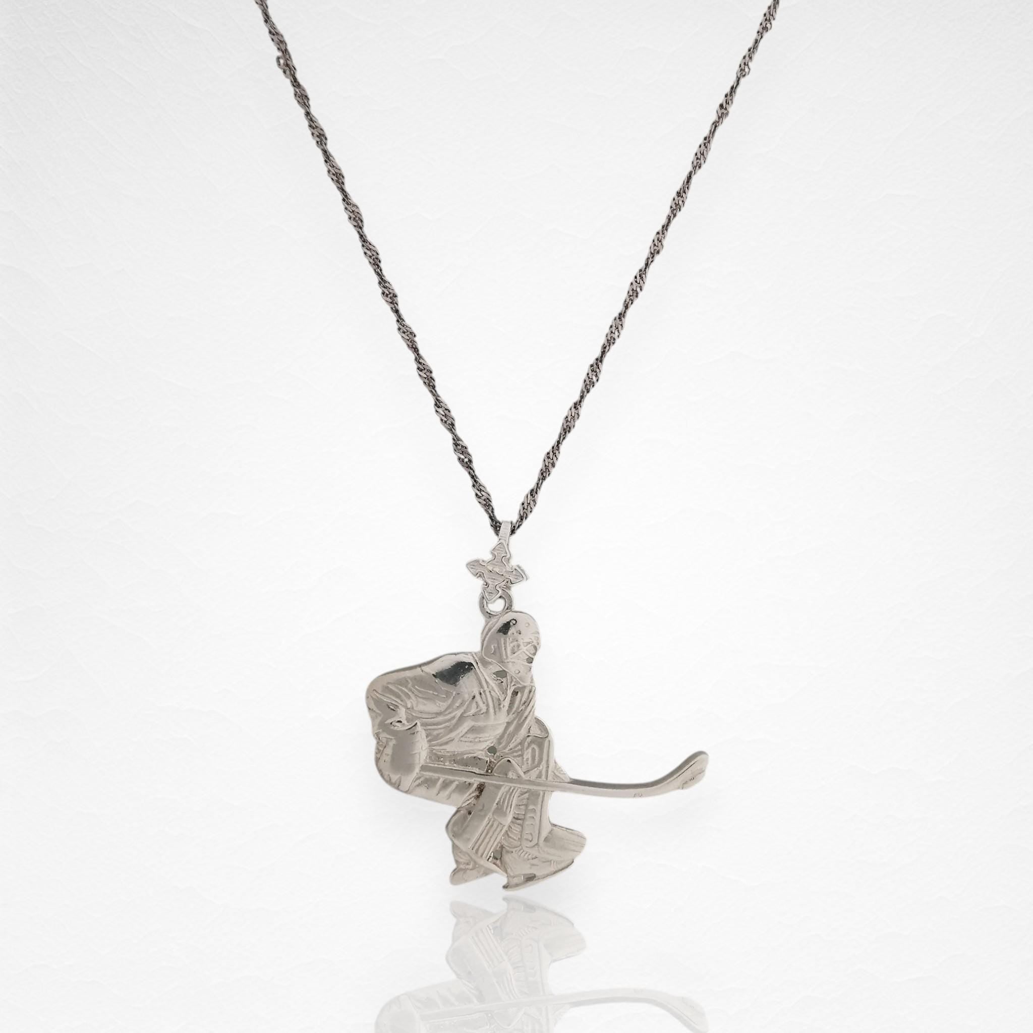 Ice Hockey Jewelry Pendant for Men – Classic Silver 925 Gift – Goalie Charm for Athletes and Hockey Fans – Sports Necklace