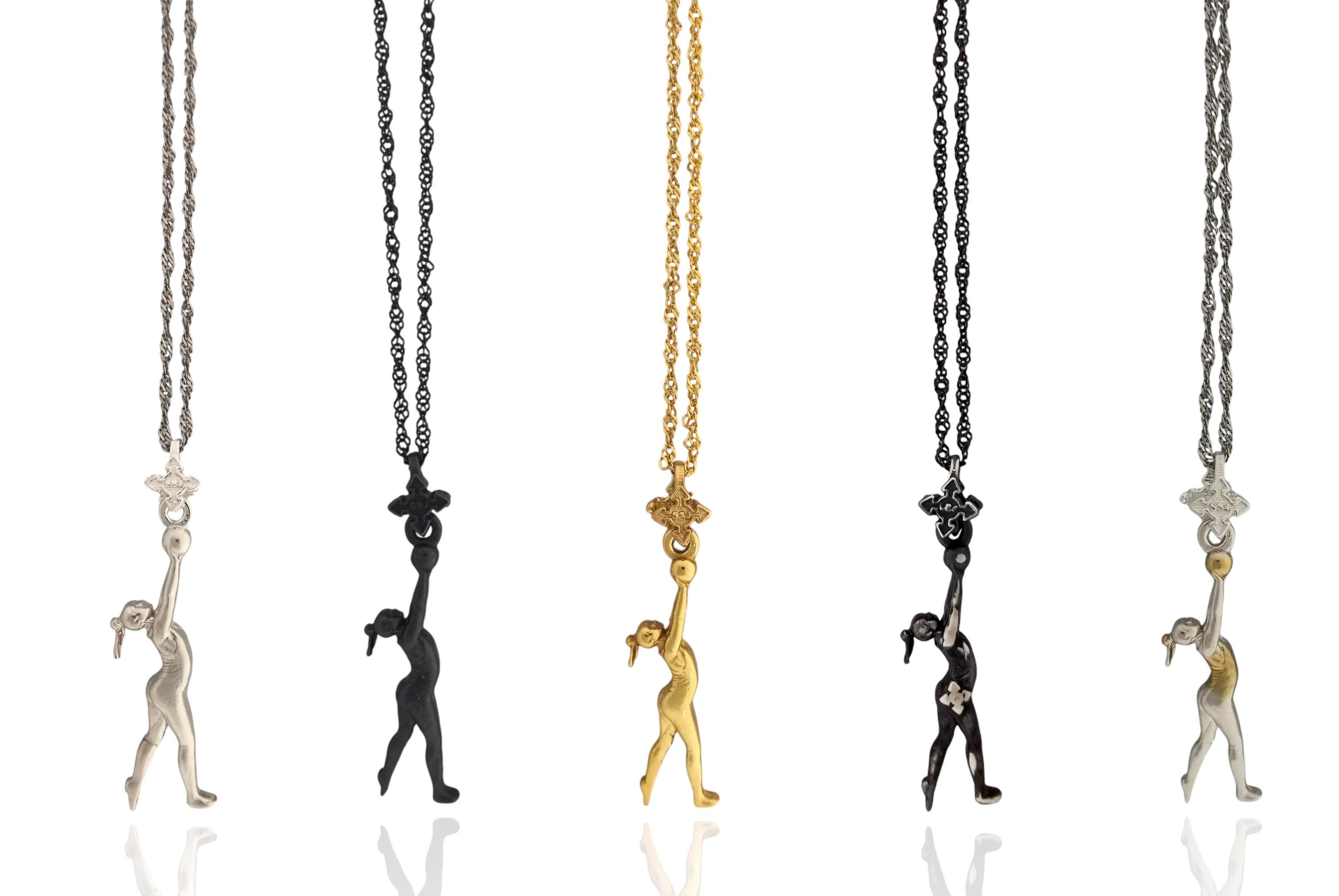 Rhythmic Gymnastics Jewelry Pendant for Women – Oxidized Black 925 Silver Gift – Ball Routine Charm for Dancers & Athletes – Necklace