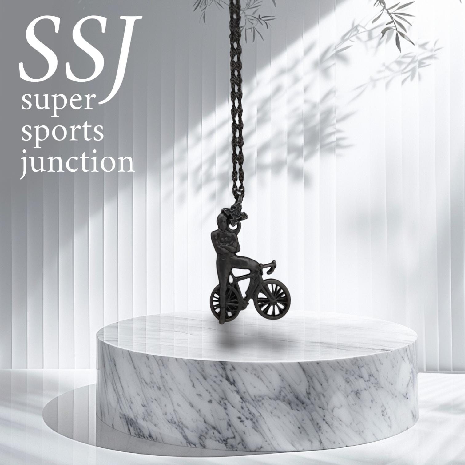Cycling Jewelry Pendant for Men – Oxidized Black 925 Silver Gift – Sports Accessory for Urban Cyclists and Strong-Willed Riders – Necklace