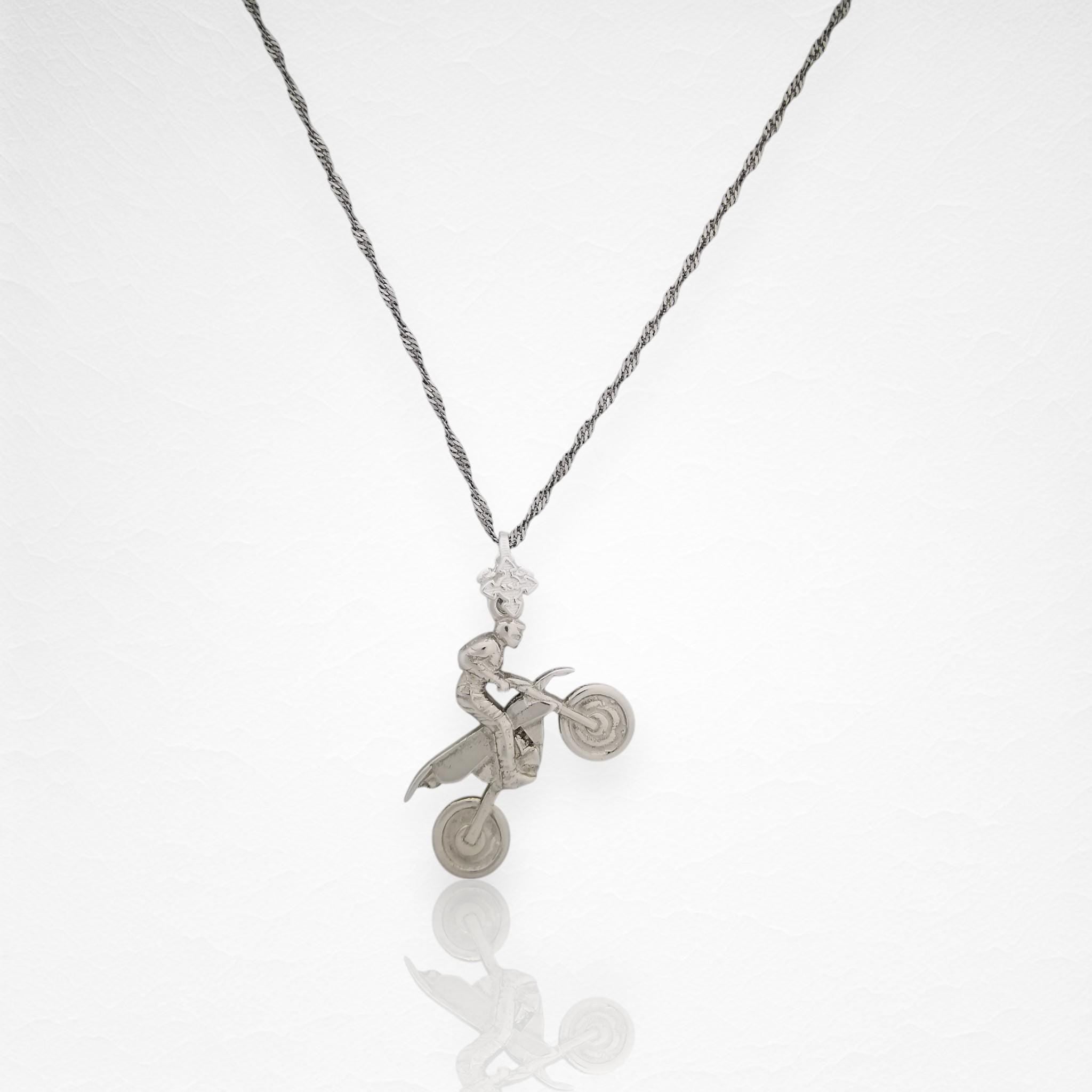Motocross Jewelry for Men – Classic 925 Silver Sports Pendant – Gift for MX Riders, Racers, or Motorsport Fans Necklace