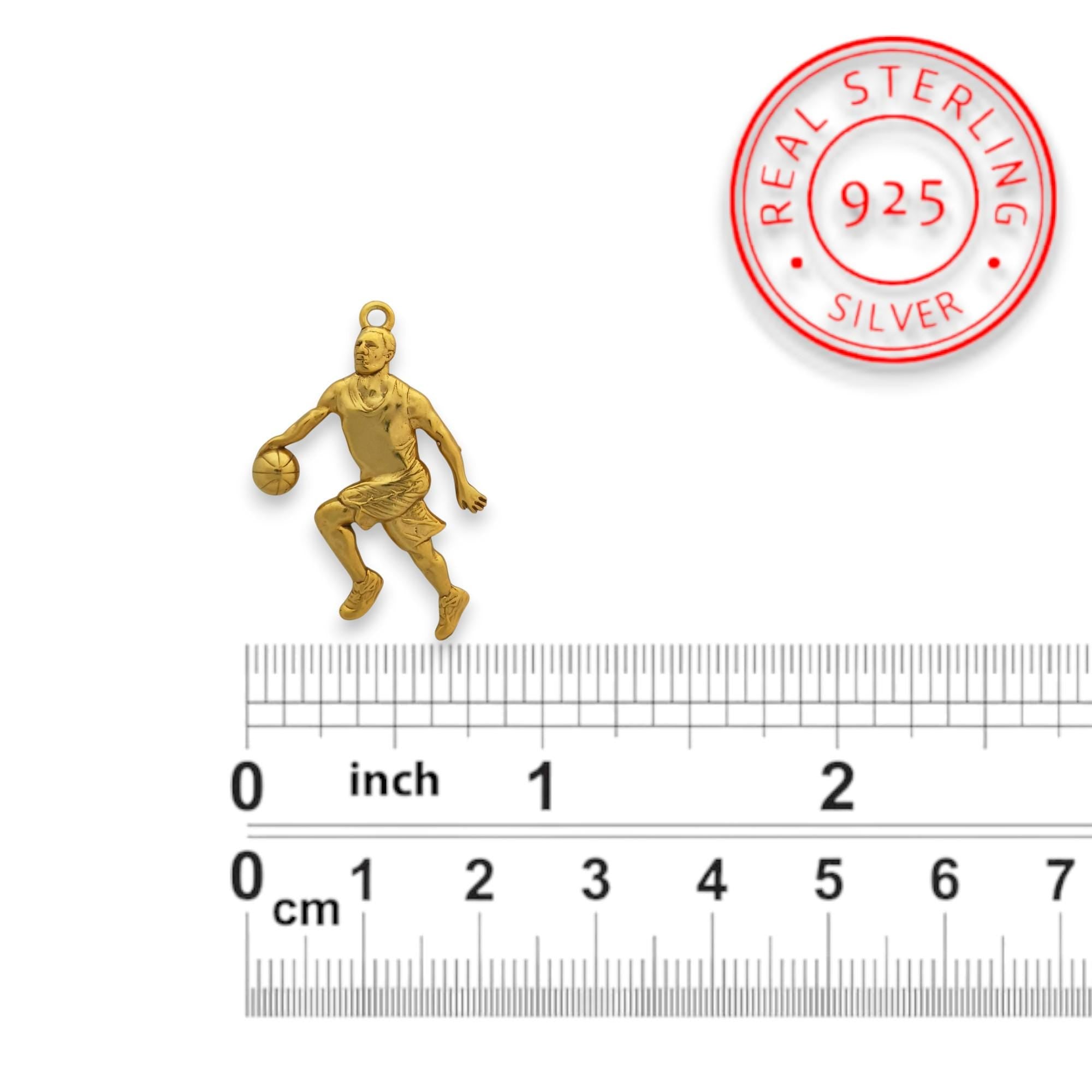 Basketball Jewelry Pendant for Men – Gold-Plated 925 Silver Gift – Bold Sports Accessory for Players and Collectors – Necklace