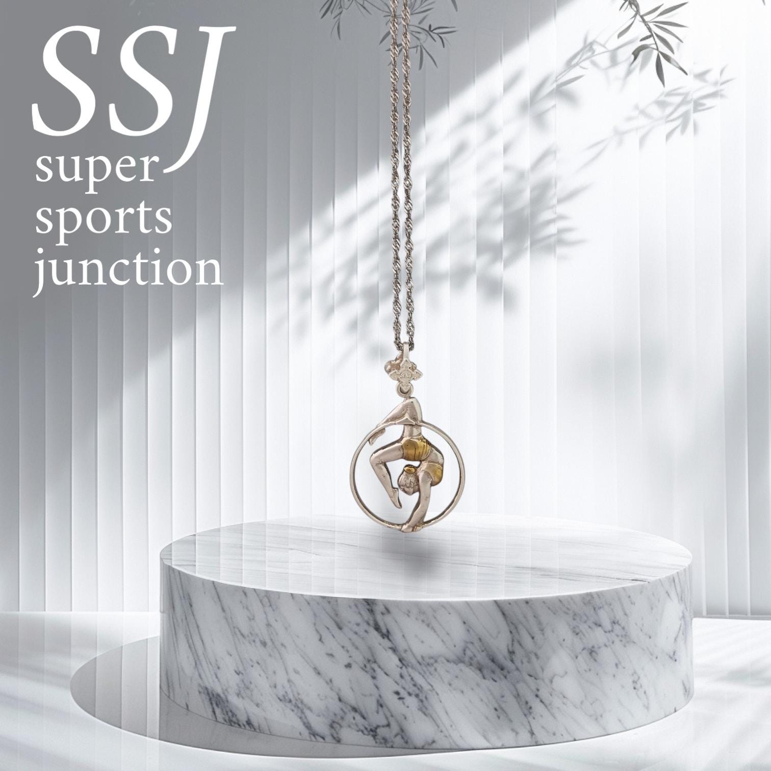 Aerial Hoop Pendant – Two-Tone 925 Silver Necklace with Gold Accent – Graceful Jewelry Gift for Aerial Performers and Elegant Women