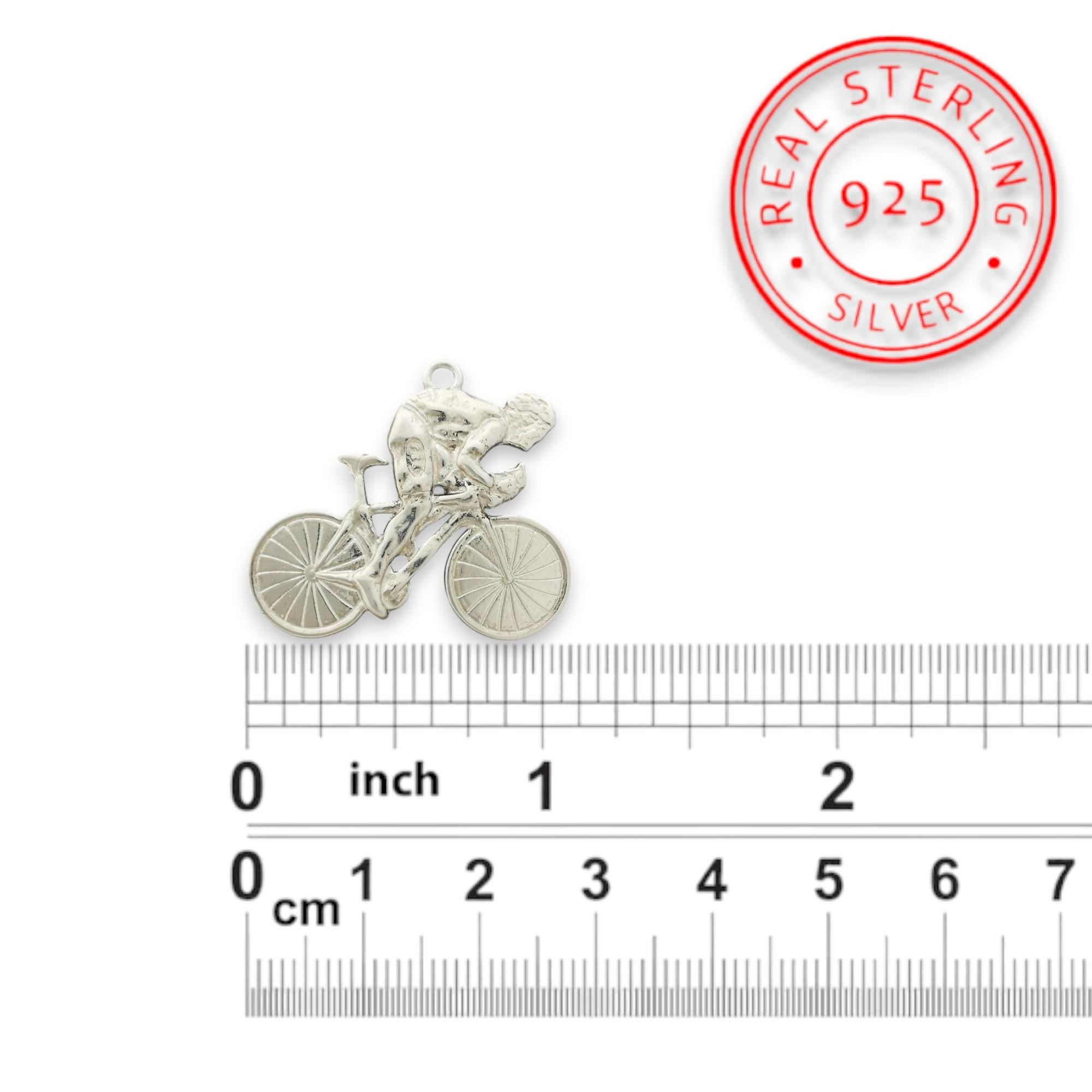 Cycling Pendant for Men – Classic Silver 925 Jewelry Gift – Handcrafted Sports Charm for Road Bikers & Triathletes – Necklace