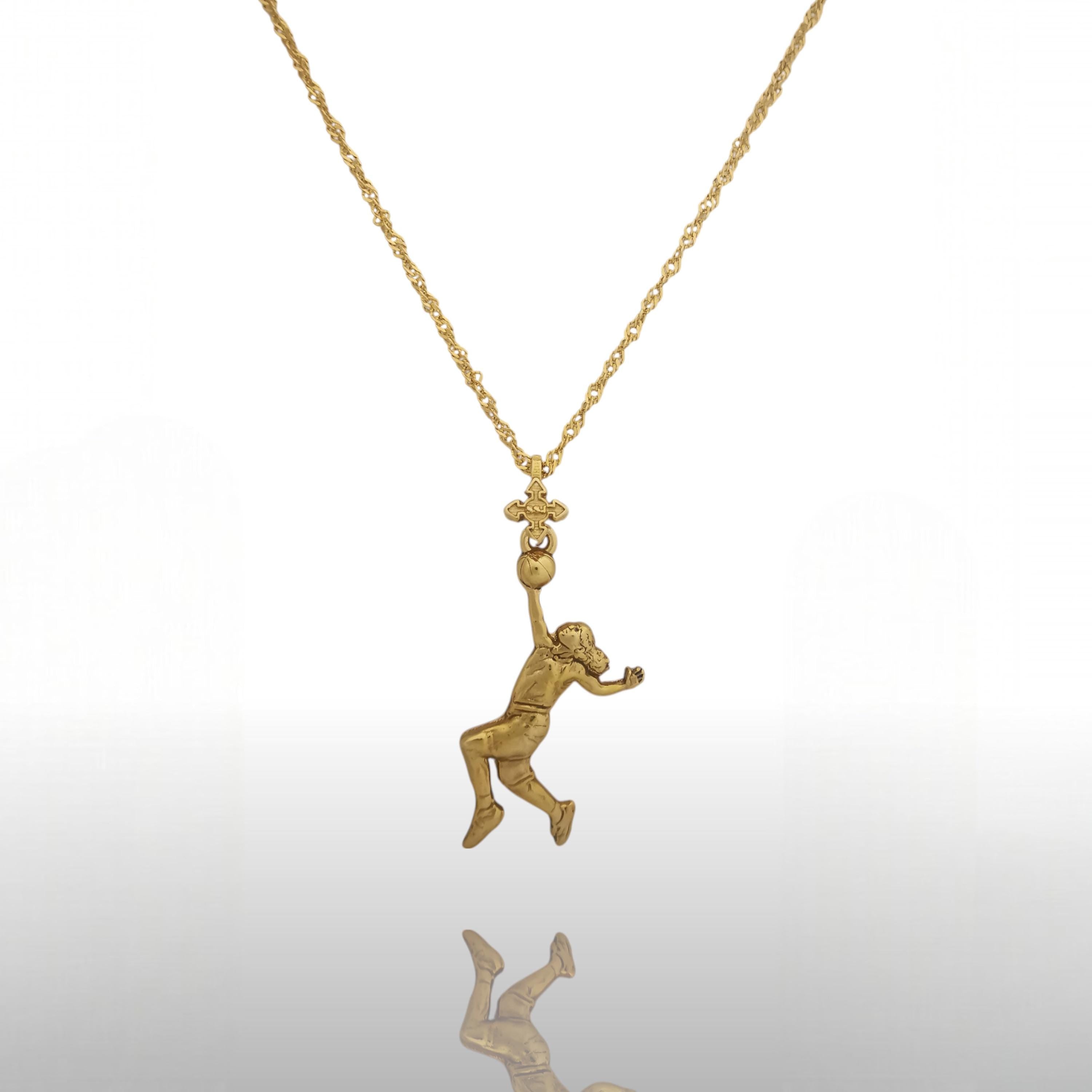 Basketball Pendant for Women – Gold-Plated 925 Silver Necklace – Gift for Female Athletes & Sporty Girls