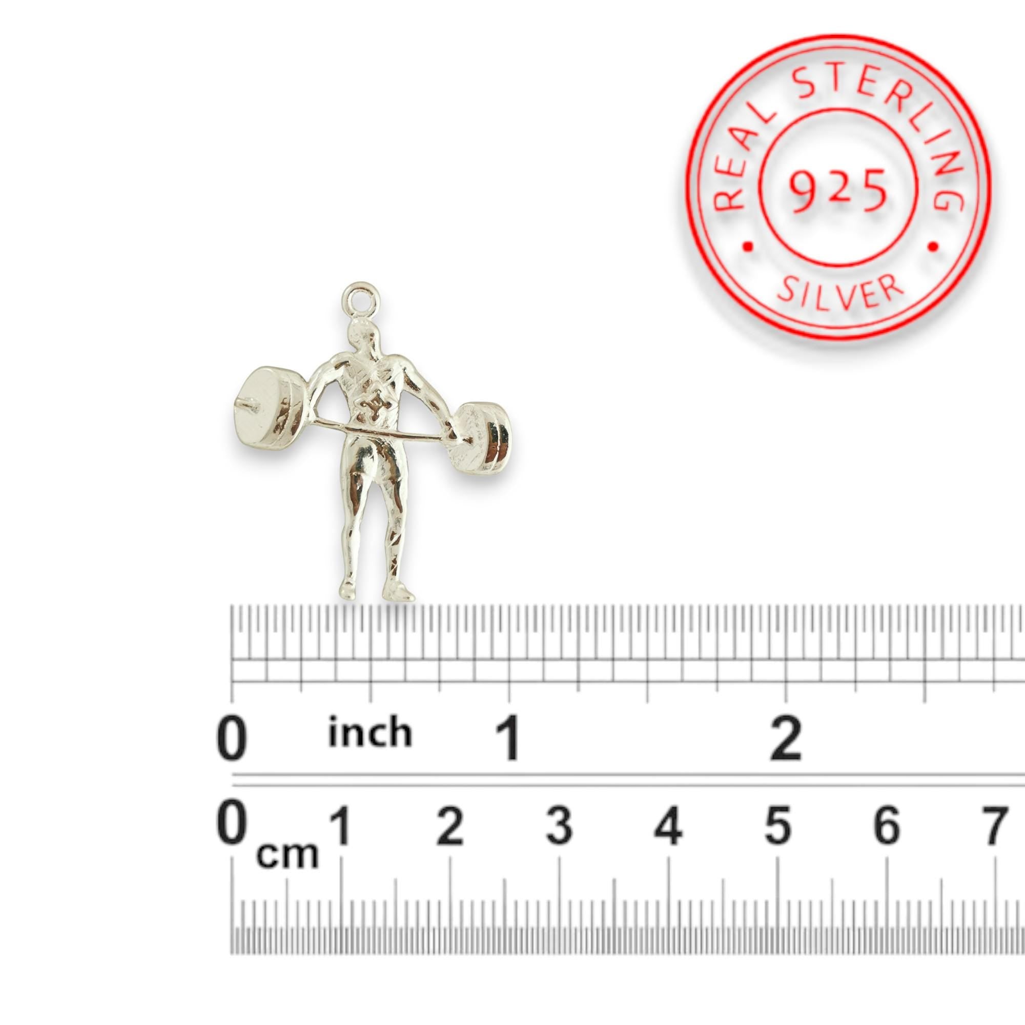Weightlifting Pendant for Men – Classic Silver 925 Jewelry Gift – Handcrafted Gym Charm for Lifters, Athletes & Fitness Enthusiasts Necklace