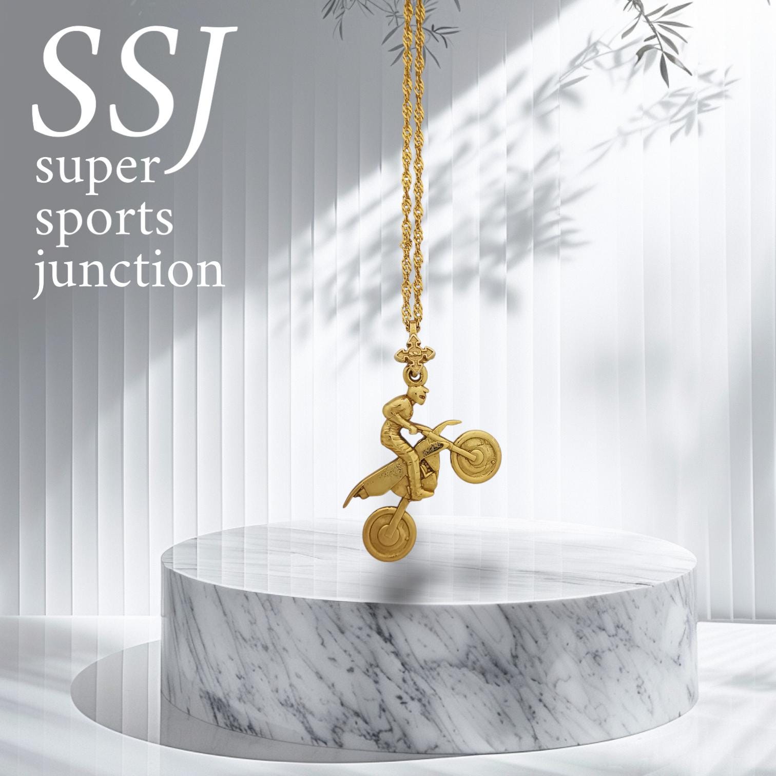 Motocross Jewelry Pendant for Men – Gold-Plated 925 Silver Sports Pendant – Gift for MX Riders, Racers, or Motorsport Fans -Necklace