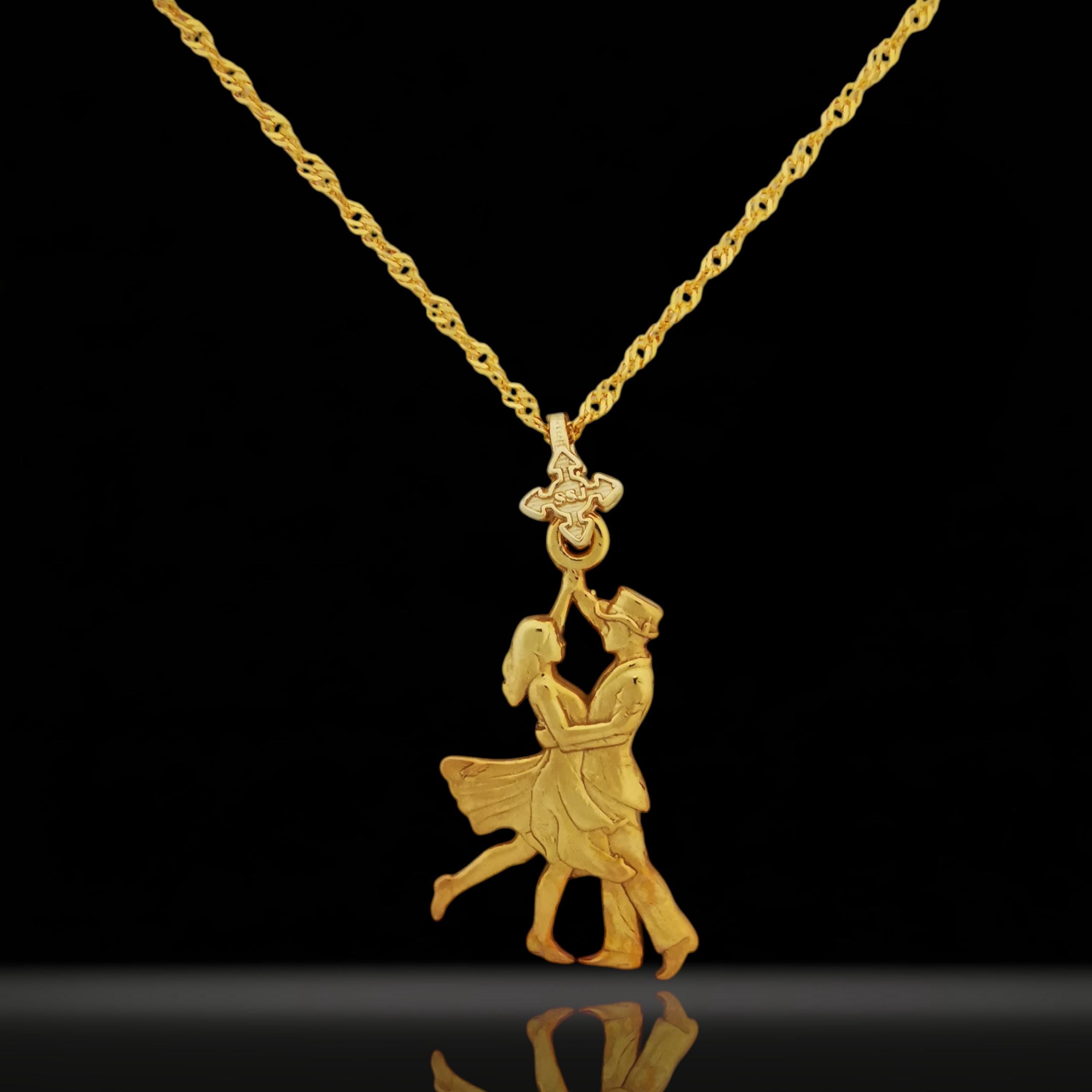 Celebrate elegance, connection, and timeless romance with this handcrafted gold-plated sterling silver tango pendant. Featuring a dancing couple mid-motion, this detailed design captures the graceful energy of Latin dance — the perfect symbol of love and harmony.
This is more than a piece of jewelry — it’s a tribute to movement, passion, and the soulful bond between two people.