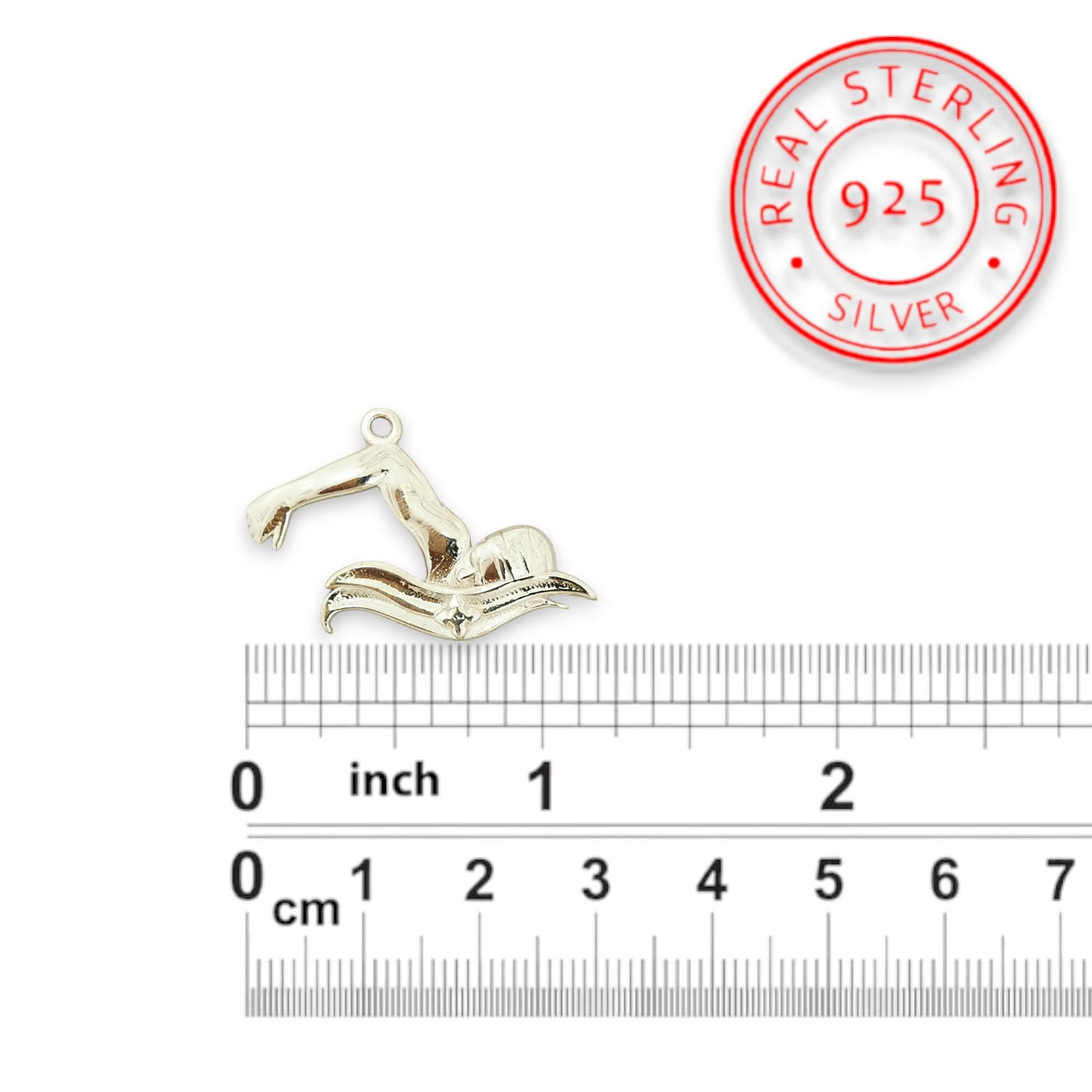 Swimming Jewelry Pendant for Men and Teen Boys Classic 925 Silver Gift Sports Accessory for Breaststroke Swimmers and Pool Training Necklace