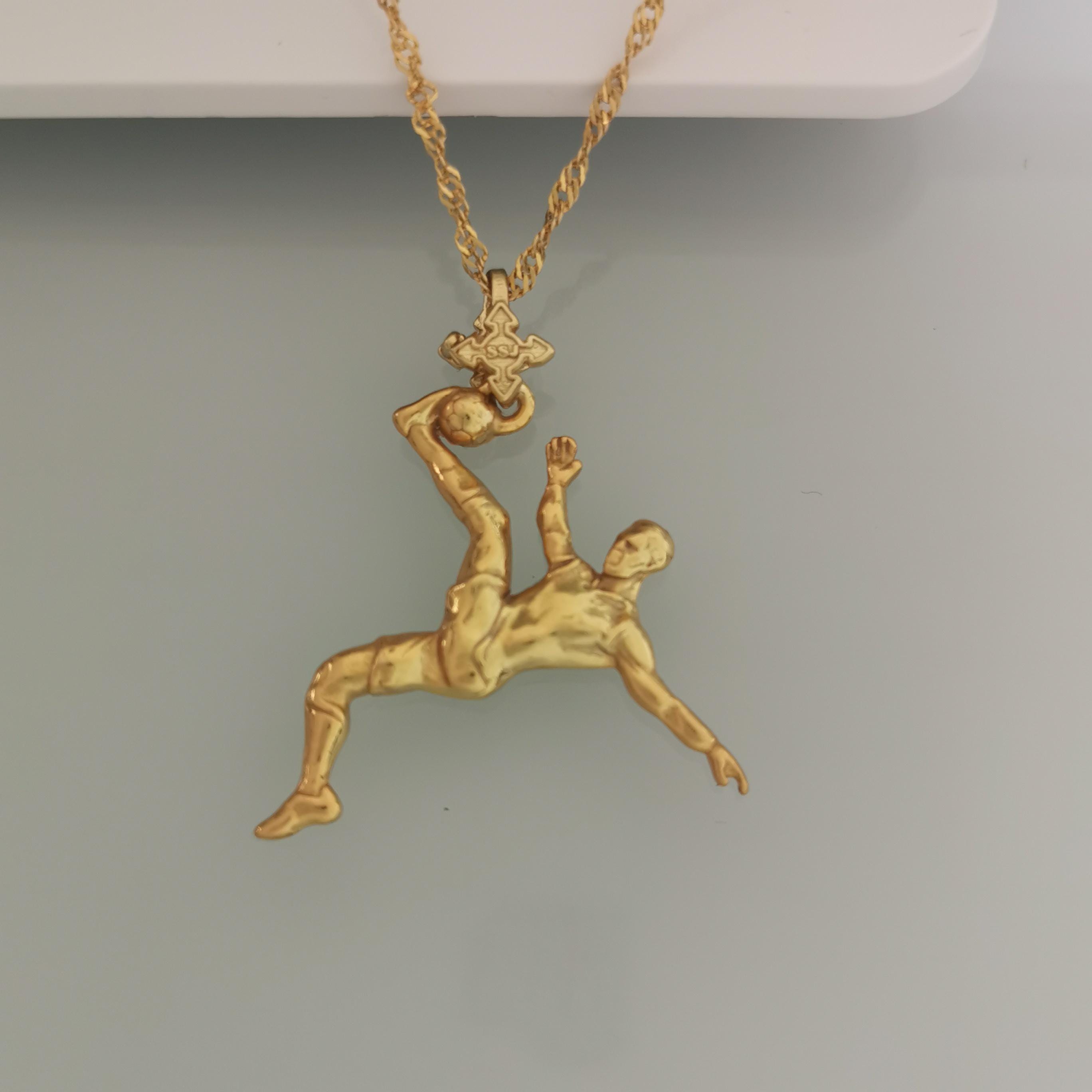 Football (Soccer) Pendant for Men and Boys – Gold-Plated 925 Jewelry Gift – Sports Necklace