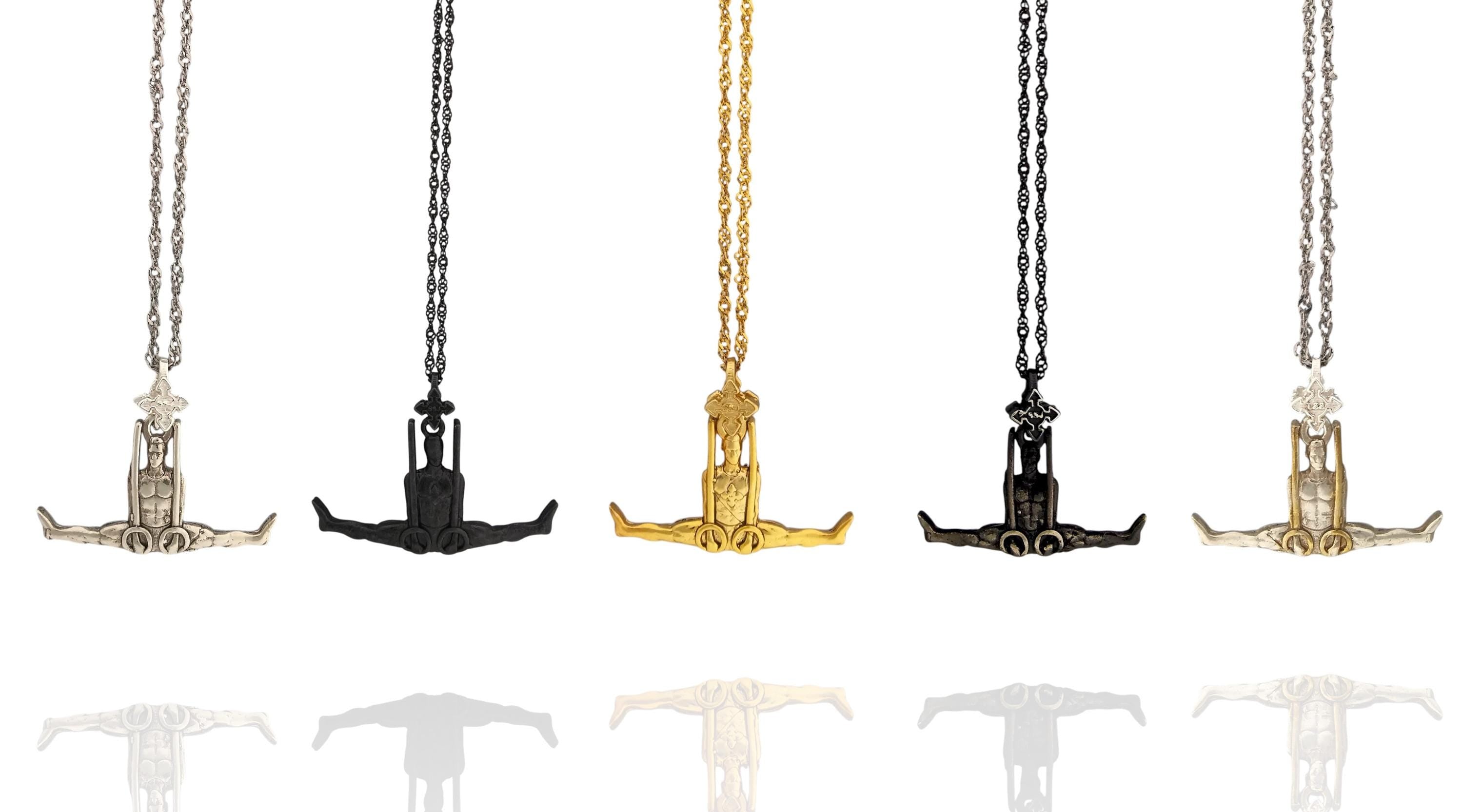 Artistic Gymnastics Jewelry Pendant for Men – Gold-Plated 925 Silver Gift – Handcrafted Sport Charm for Strength & Precision – Necklace