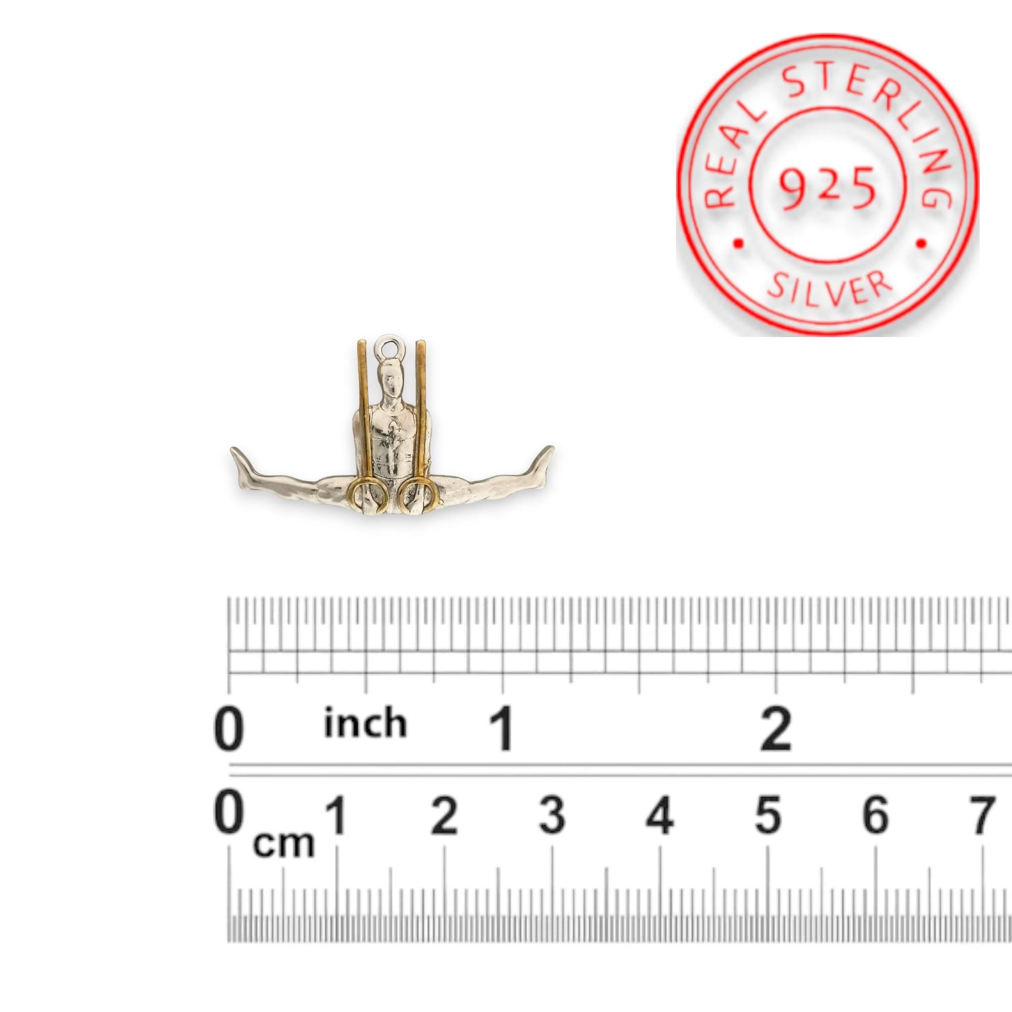 Artistic Gymnastics Jewelry Pendant for Men – 925 Silver with Partial Gold Plating Handcrafted Sport Charm for Strength & Precision Necklace