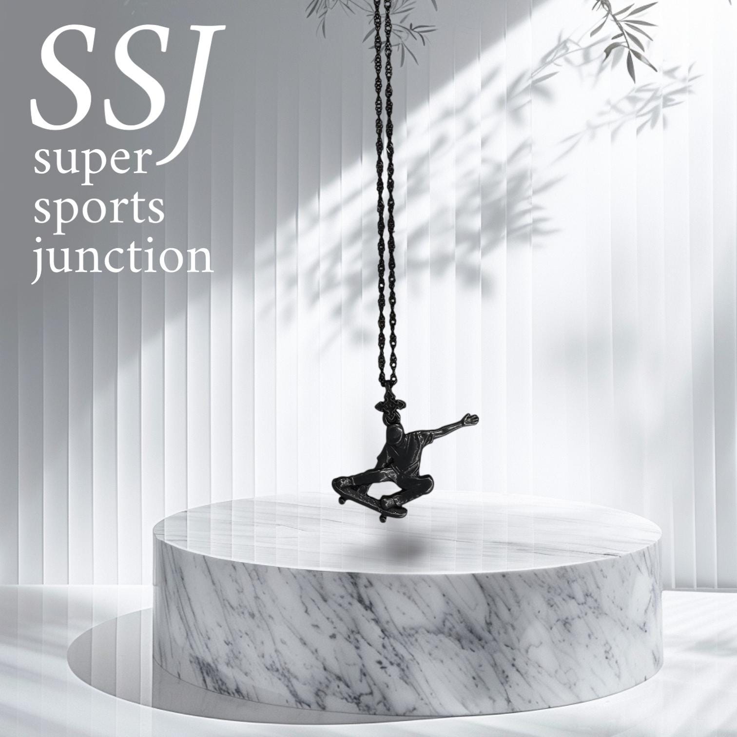 Skateboard Jewelry Pendant for Men – Oxidized Black 925 Silver Gift – Streetwear Sports Accessory for Skaters – Necklace