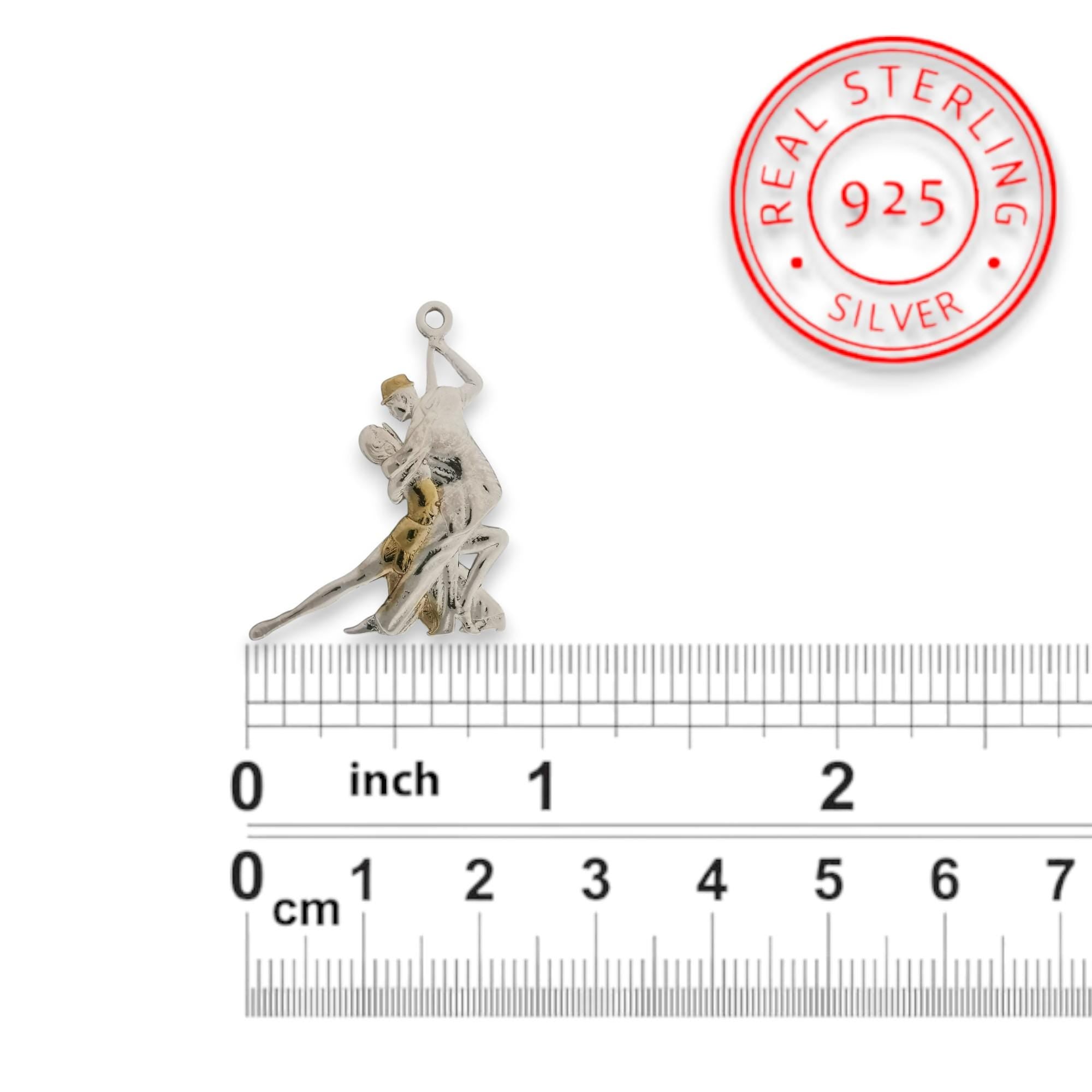 Dance Jewelry Pendant for Women – 925 Silver with Partial Gold Plating Gift – Tango Salsa Charm for Couples, Dancers & Artists – Necklace