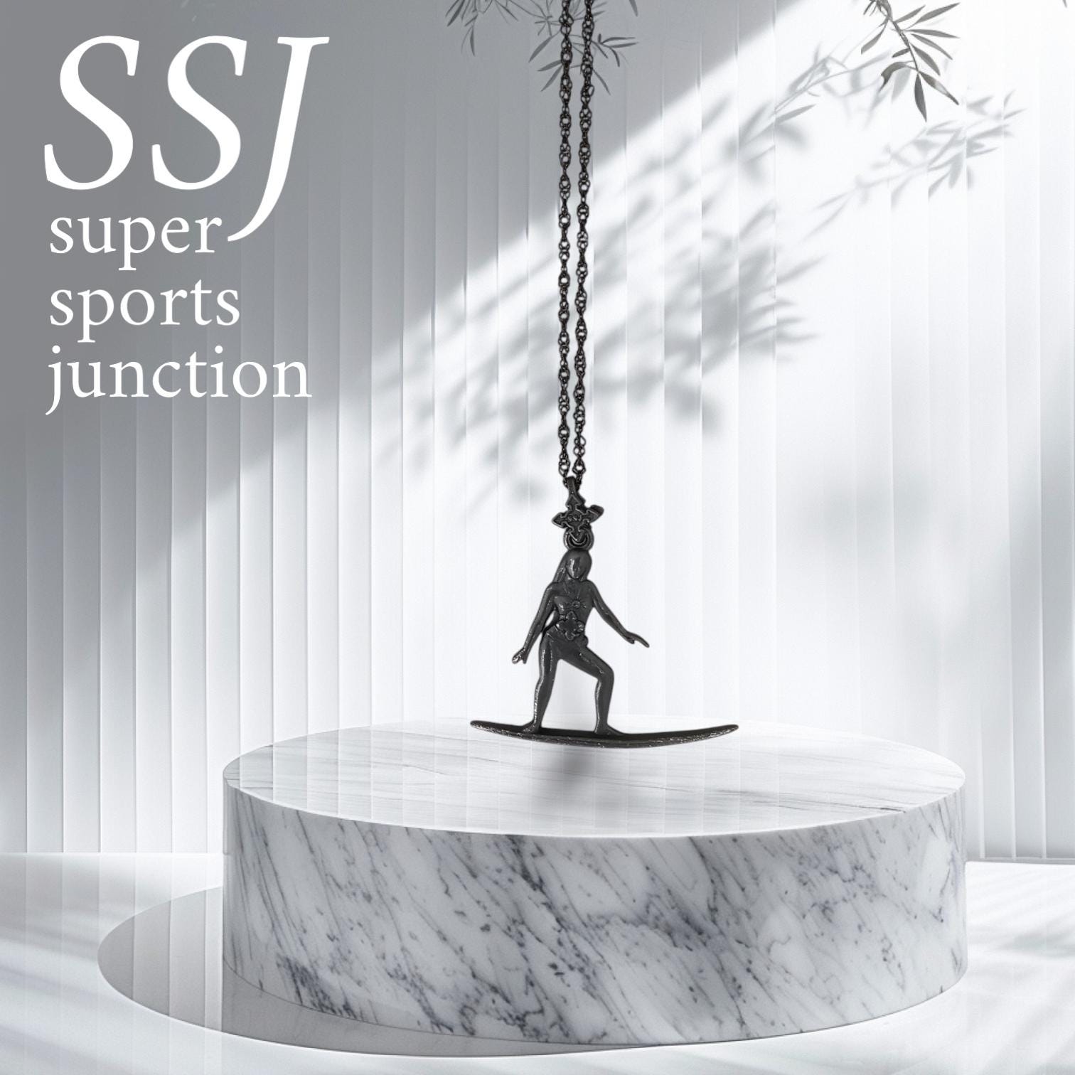 Surf Pendant for Women – Black Oxidized 925 Silver Jewelry Gift – Ocean-Inspired Charm for Surfers