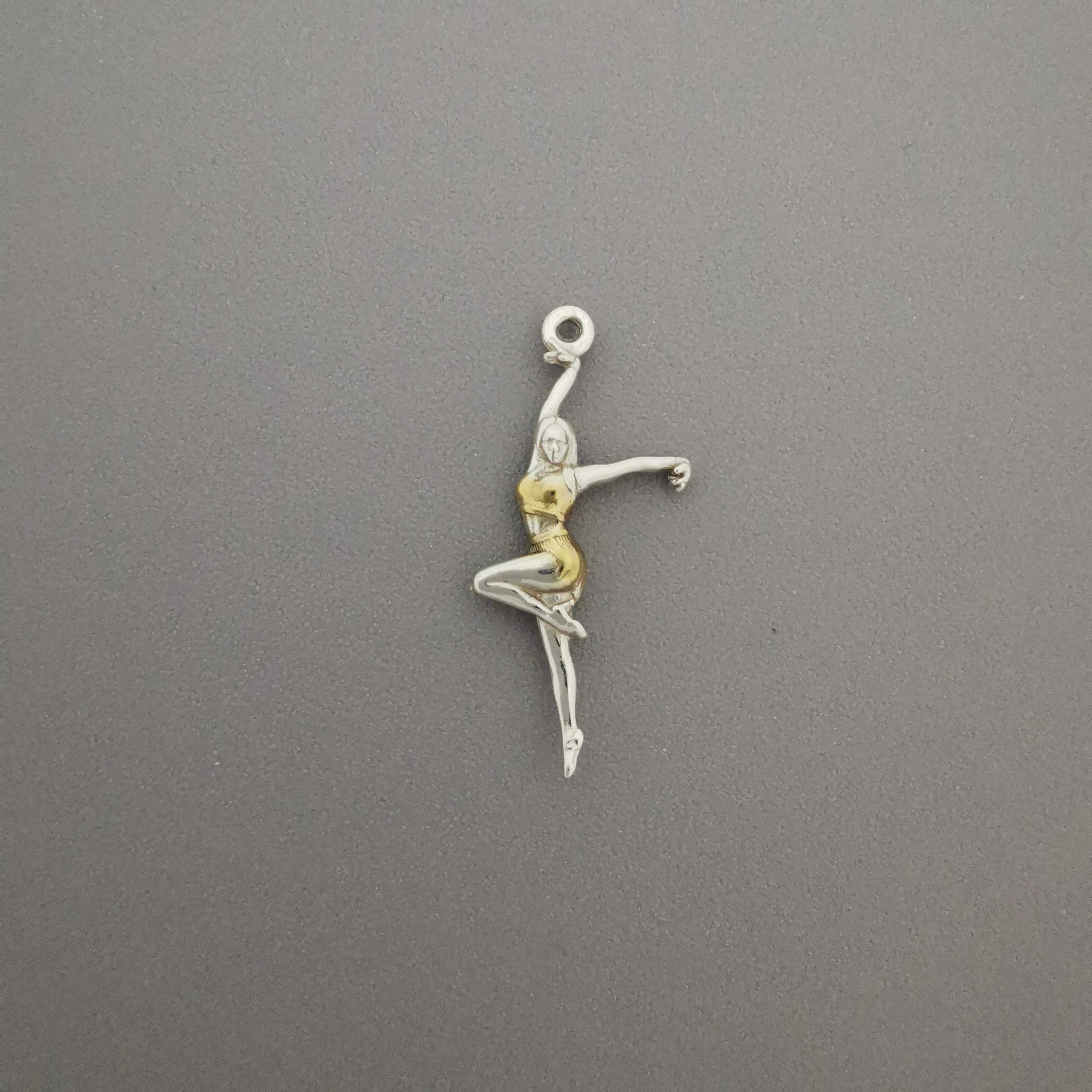 Latin Dance Jewelry Pendant for Women – 925 Silver with Partial Gold Plating Gift – Elegant Two-Tone Sports Accessory for Dancers – Necklace