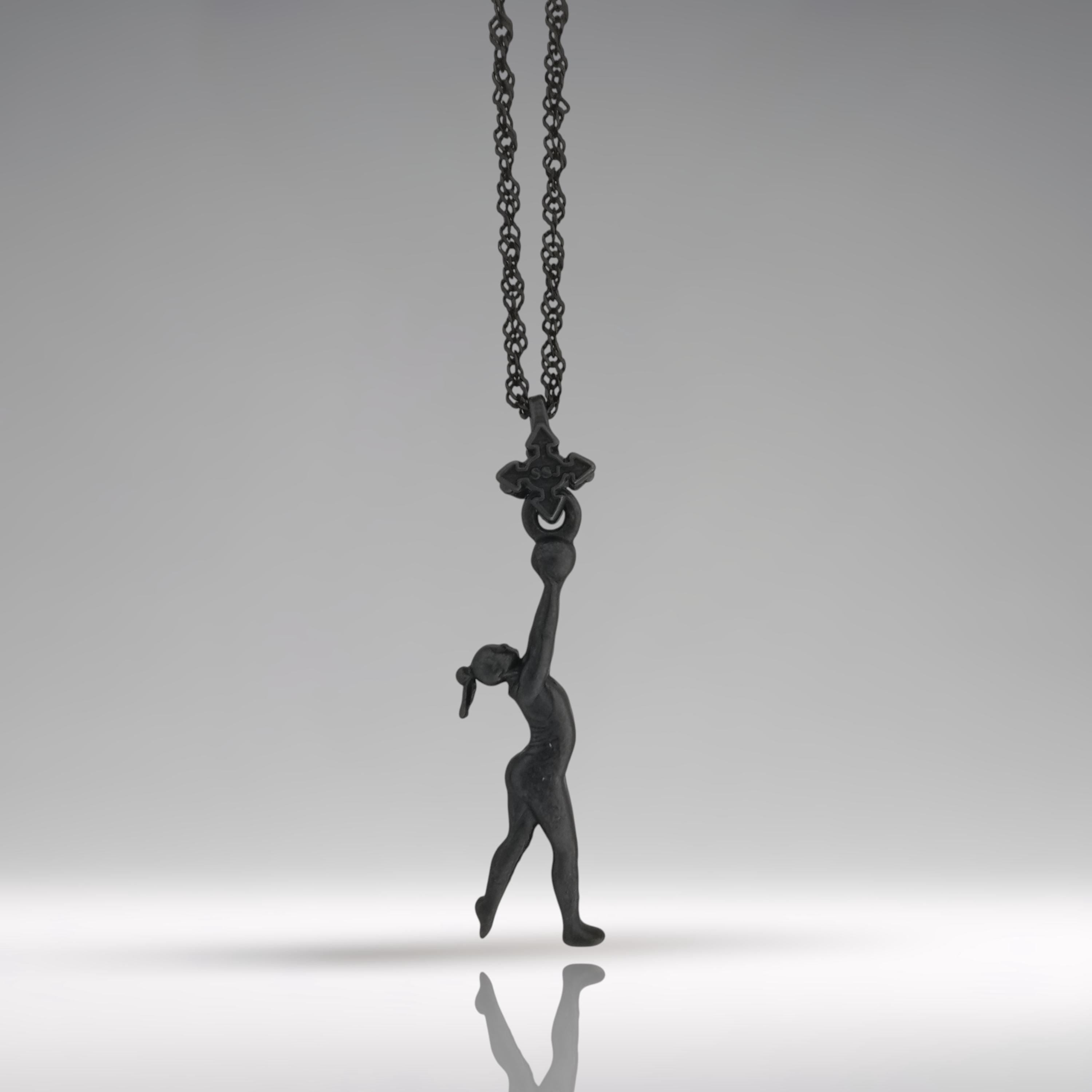 Rhythmic Gymnastics Jewelry Pendant for Women – Oxidized Black 925 Silver Gift – Ball Routine Charm for Dancers & Athletes – Necklace