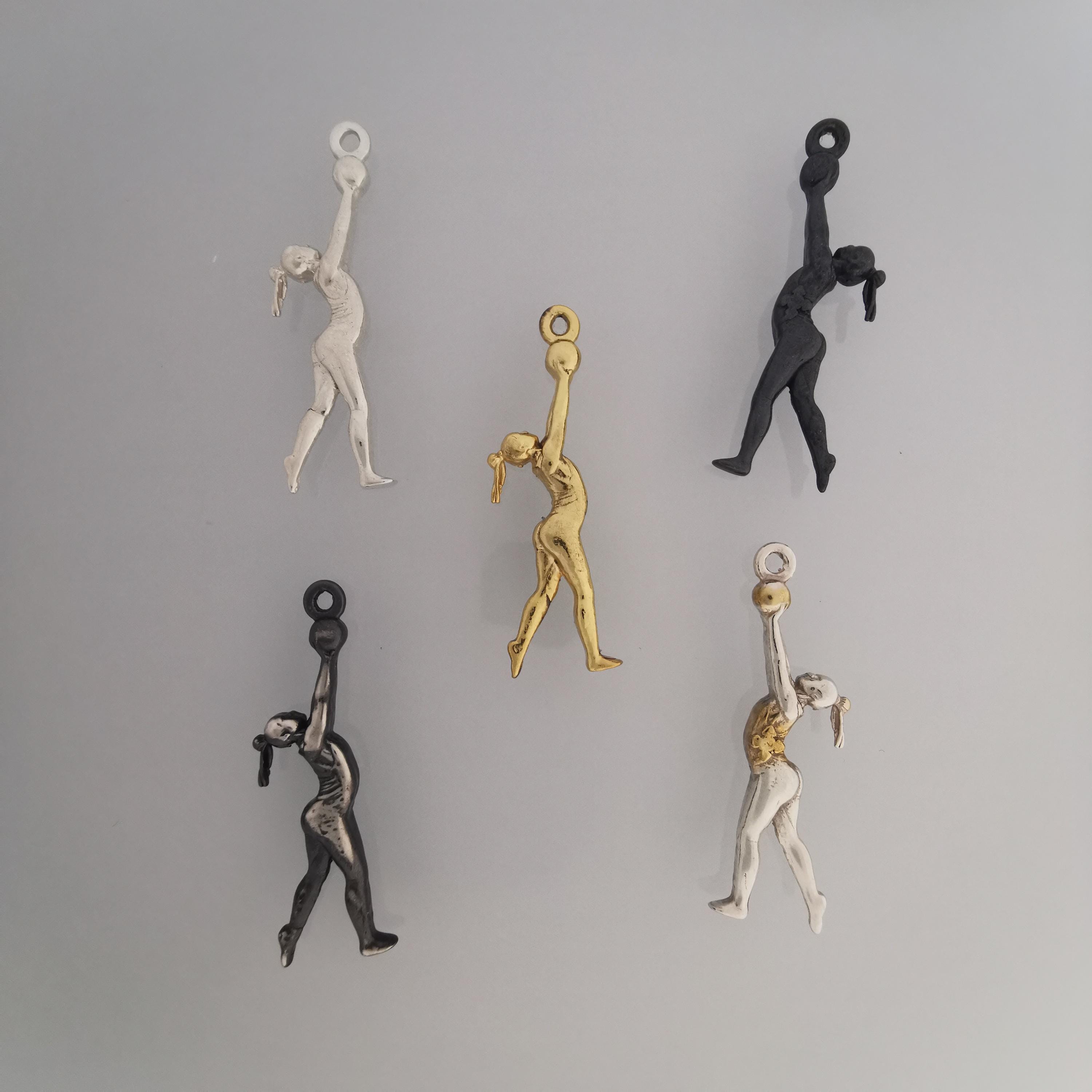 Rhythmic Gymnastics Jewelry Pendant for Women β 925 Silver with Partial Gold Plating β Ball Routine Sport Charm β Necklace