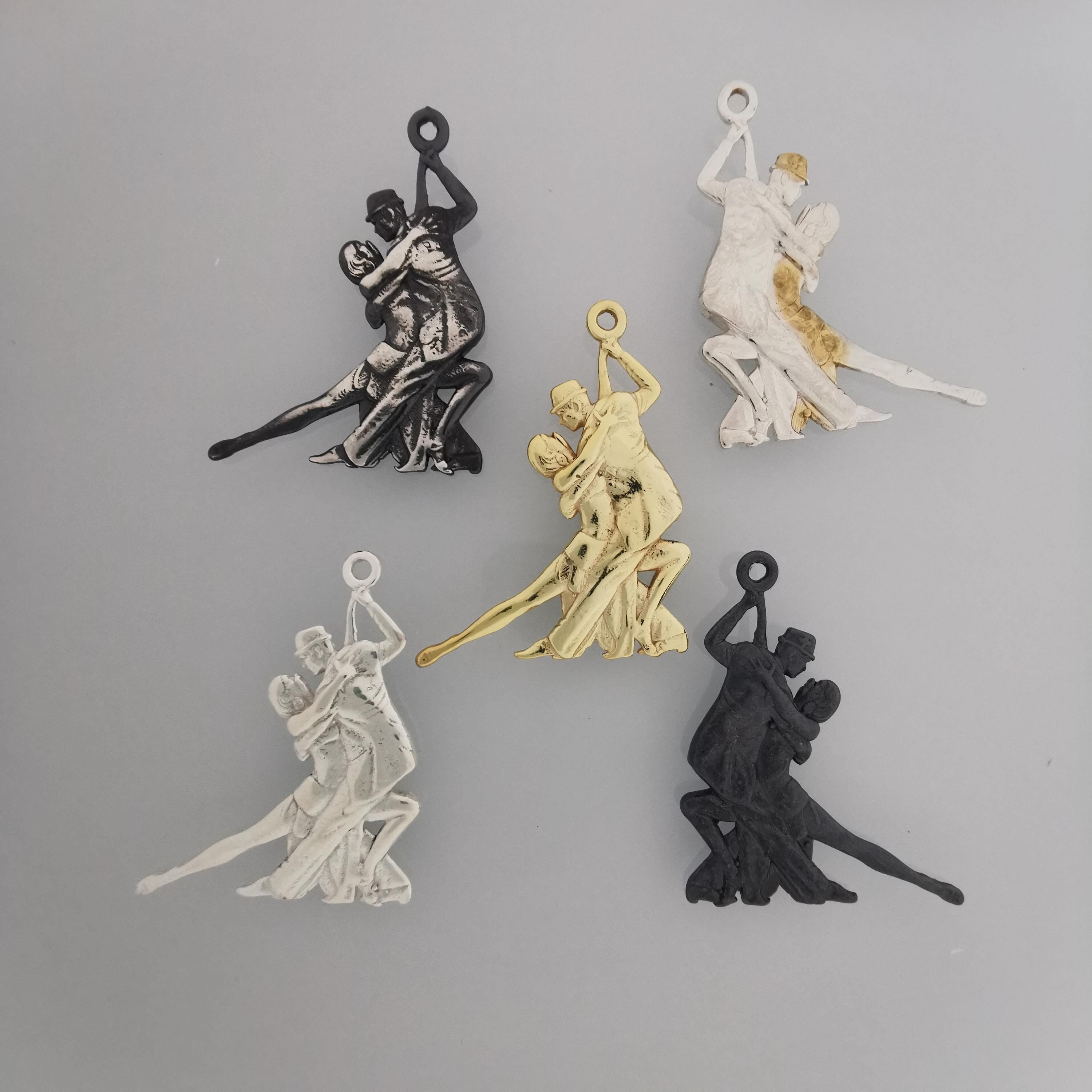 Dance Jewelry Pendant for Women – 925 Silver with Partial Gold Plating Gift – Tango Salsa Charm for Couples, Dancers & Artists – Necklace
