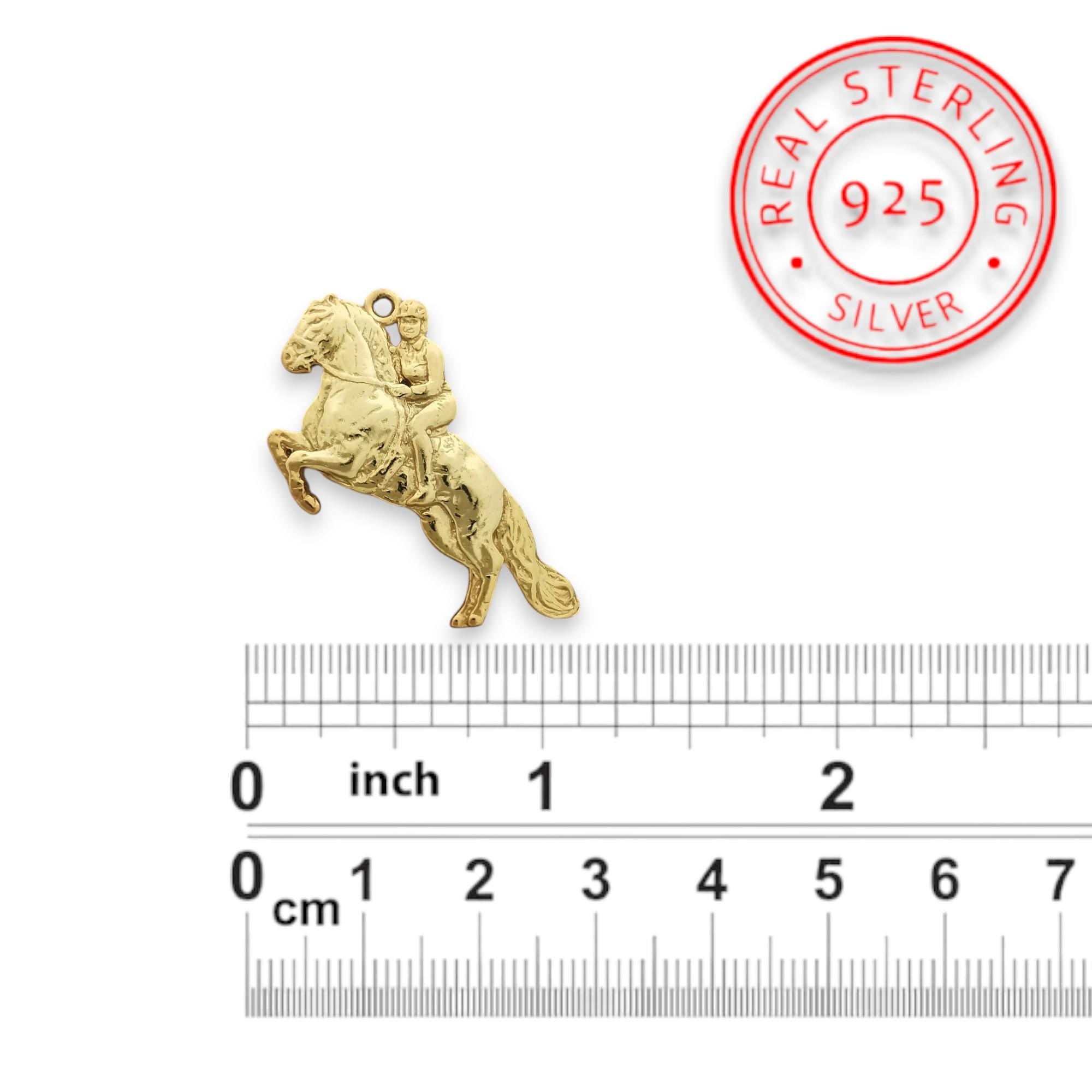 Horse Jewelry Pendant for Women – Gold-Plated 925 Silver Gift – Equestrian Sports Accessory for Jockeys and Riders – Necklace