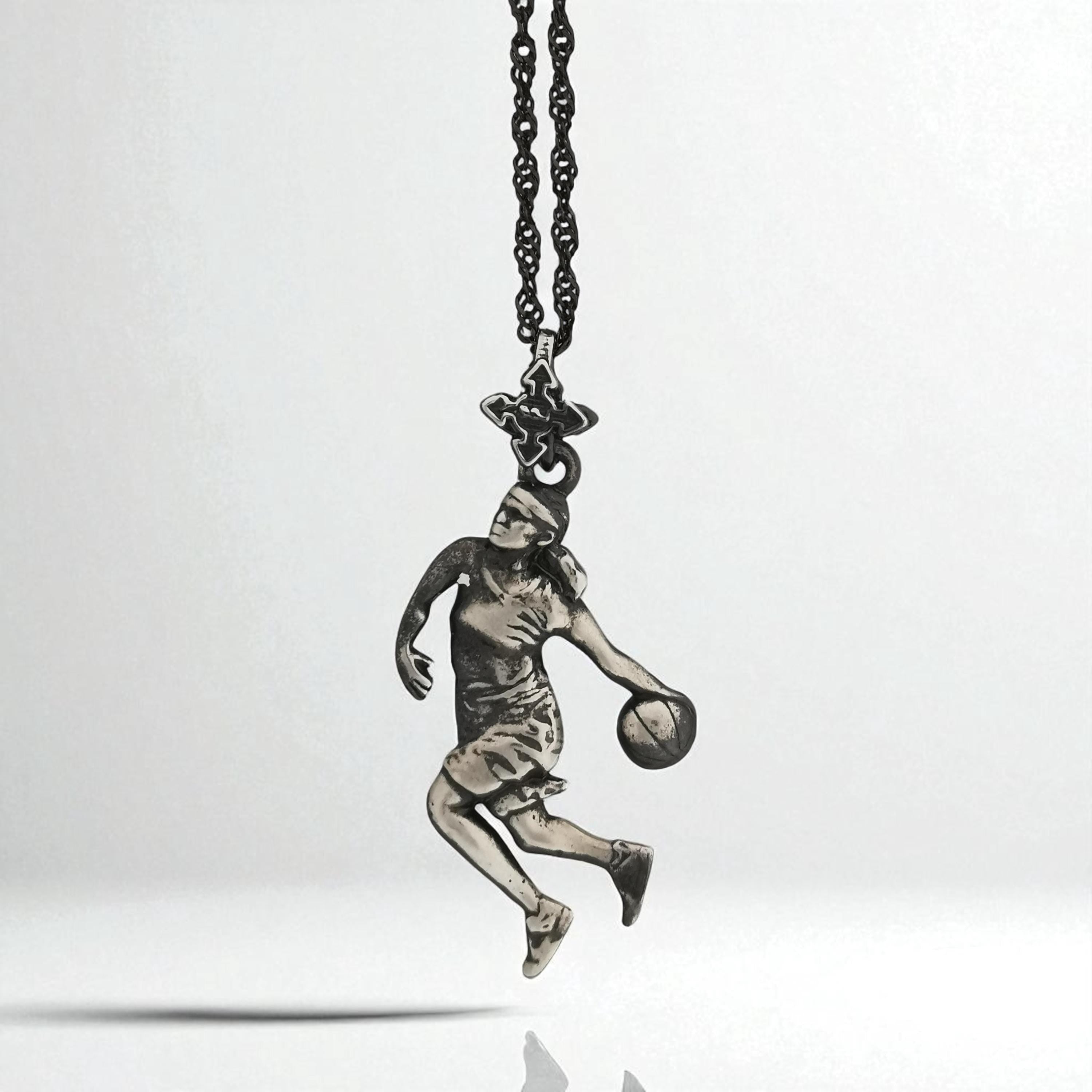 Basketball Pendant for Women and Girls – Vintage Style 925 Silver Jewelry Gift – Handcrafted Sports Charm for Players & Fans – Necklace