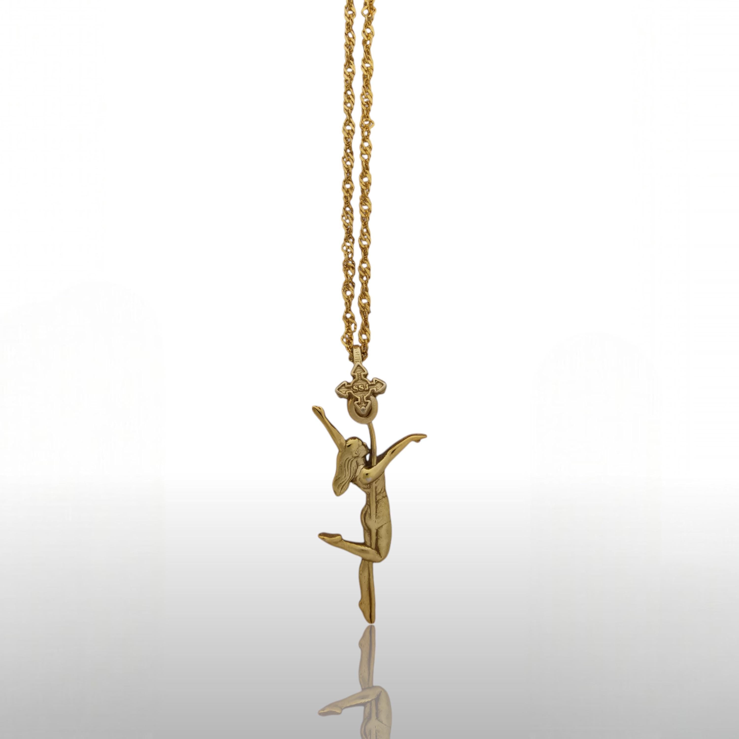 Pole Dance Jewelry for Women – Gold Plated 925 Silver Pendant – Erotic Necklace Gift for Sensual, Confident Dancer