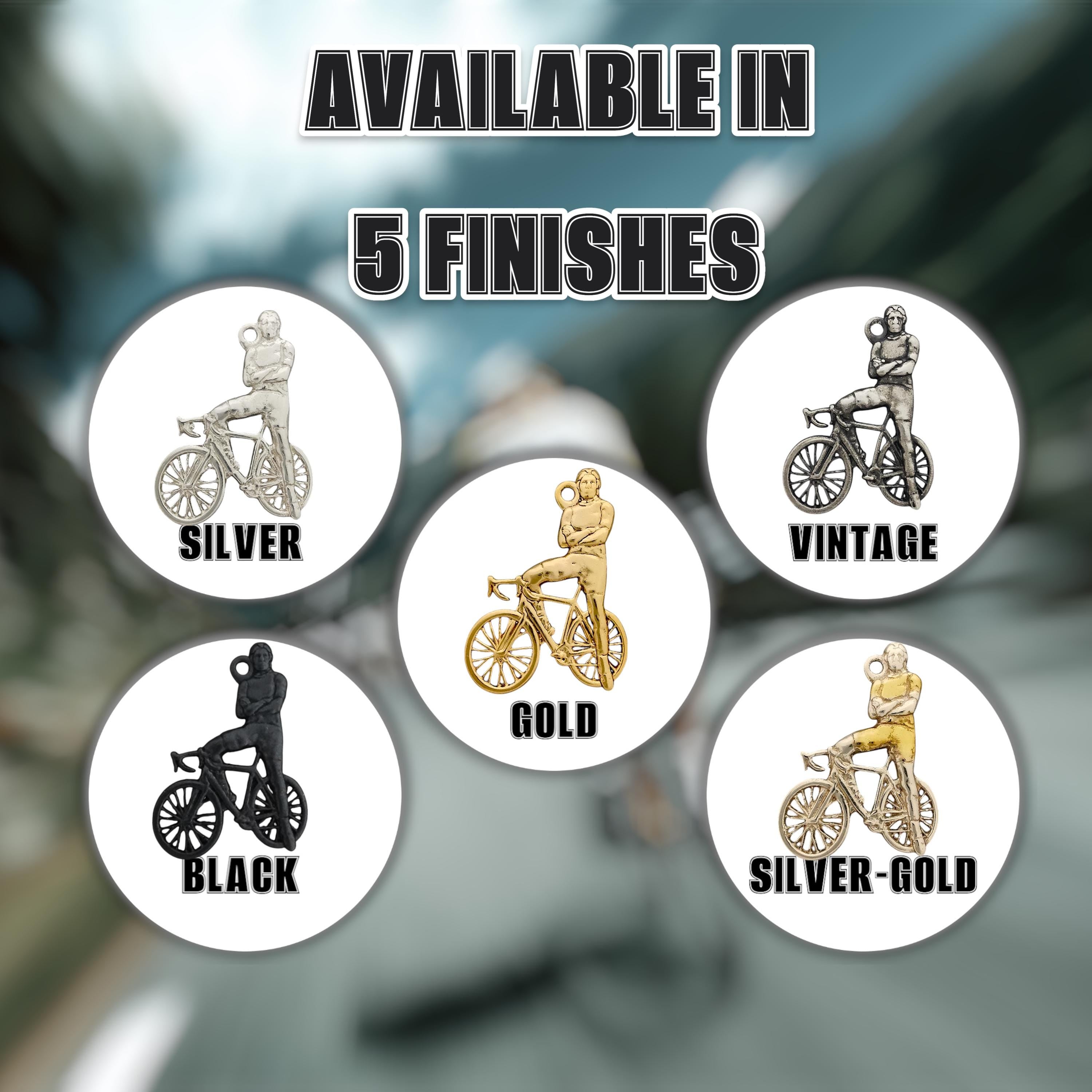 Cycling Jewelry Pendant for Men – Oxidized Black 925 Silver Gift – Sports Accessory for Urban Cyclists and Strong-Willed Riders – Necklace