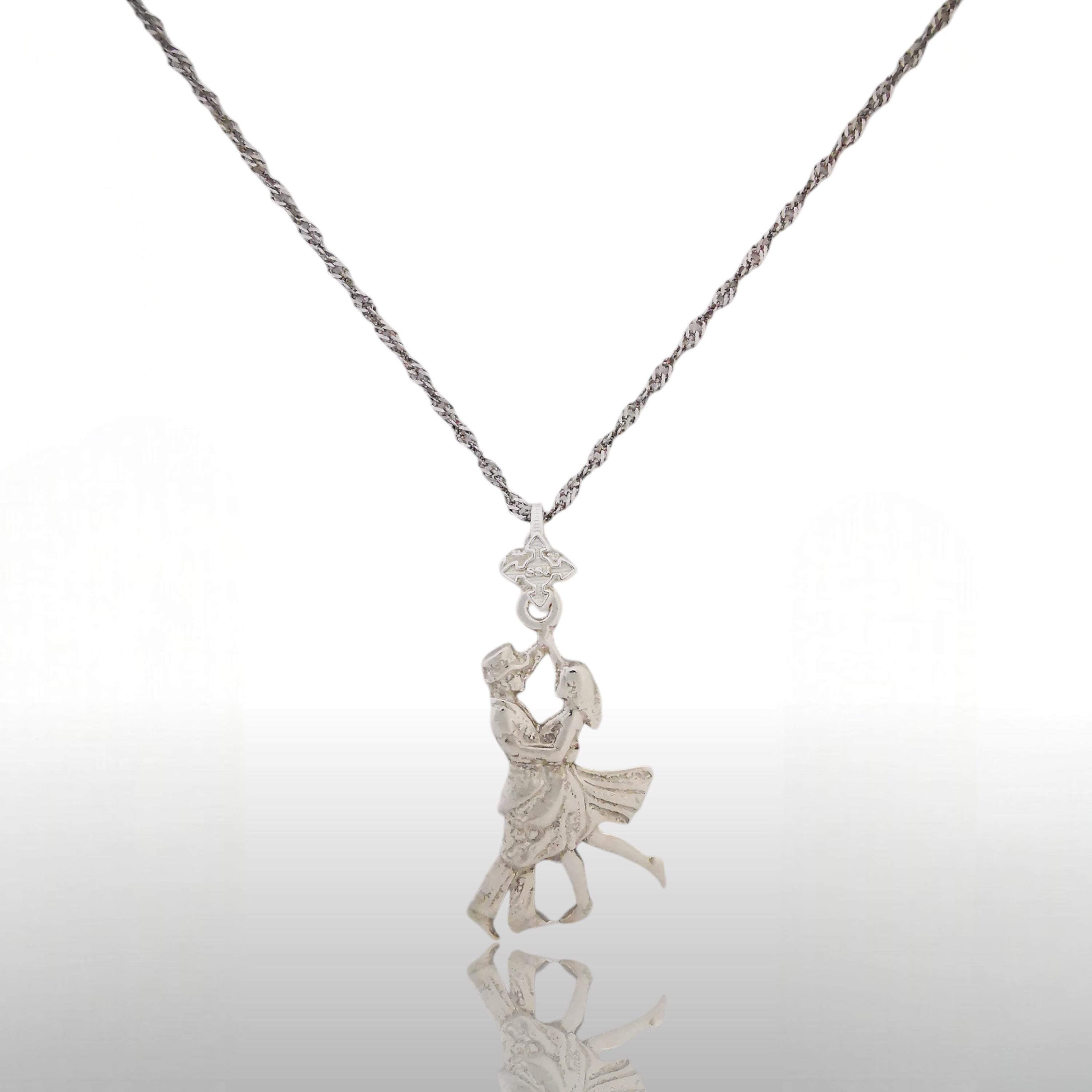 Tango Jewelry Pendant for Women – Classic 925 Silver Gift – Latin Dance Sports Accessory for Ballroom Dancers – Necklace