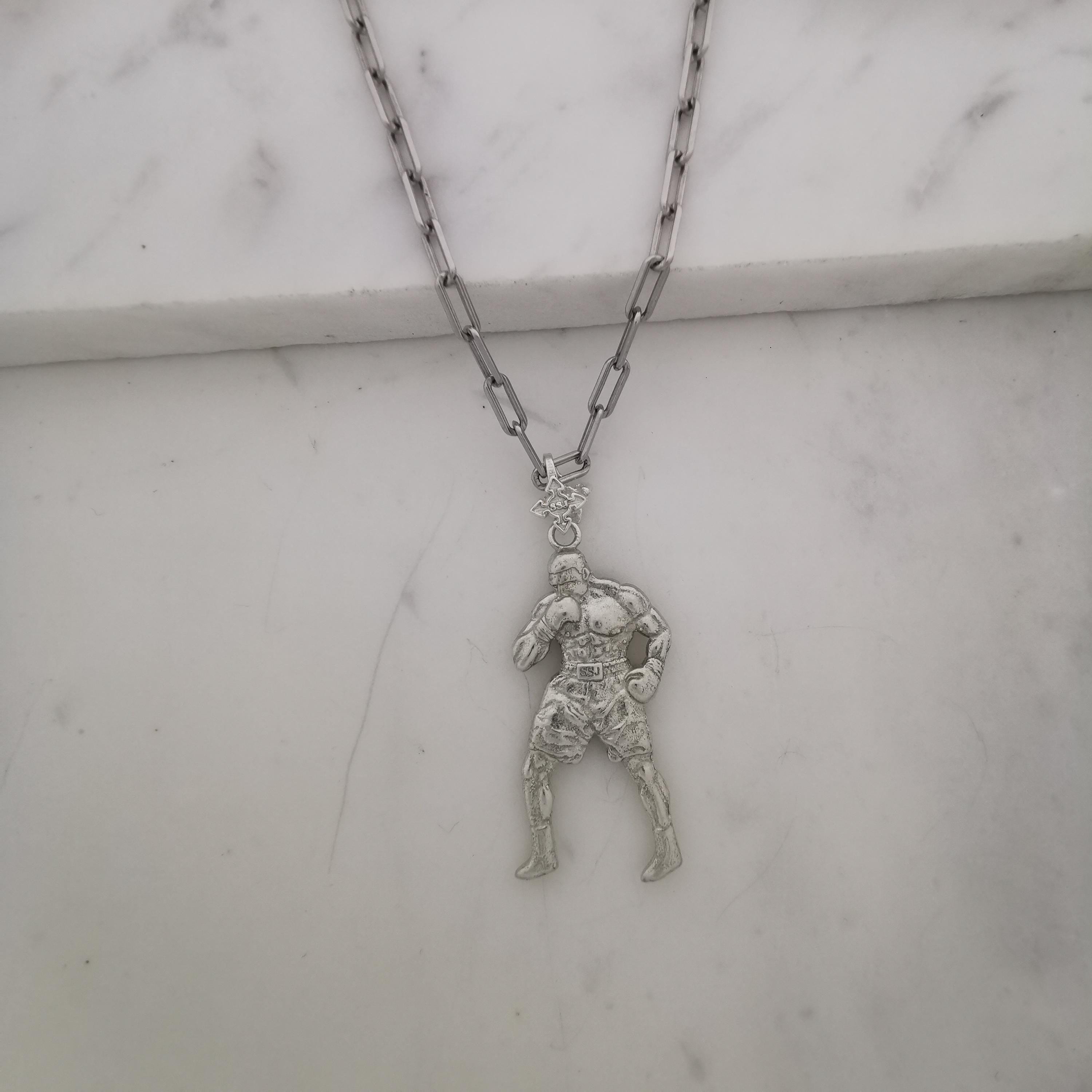 Boxing Jewelry Pendant for Men – Classic Silver 925 Gift – Handcrafted Sports Accessory for Fighters, Coaches & Fans – Necklace