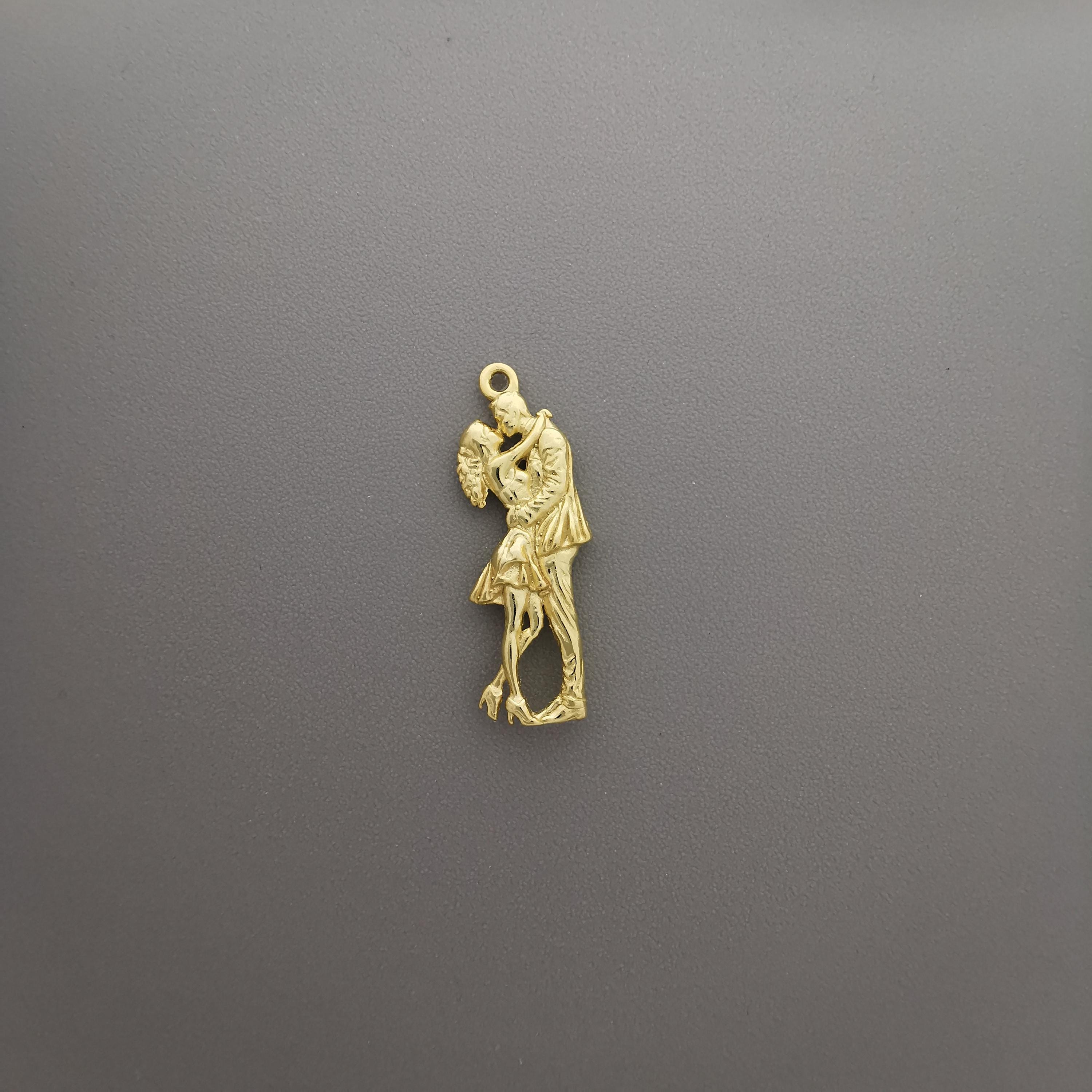 Gold Tango Necklace – Latin Dance Pendant for Her, 925 Silver with Gold Plating, Romantic Gift, Elegant Couple Jewelry