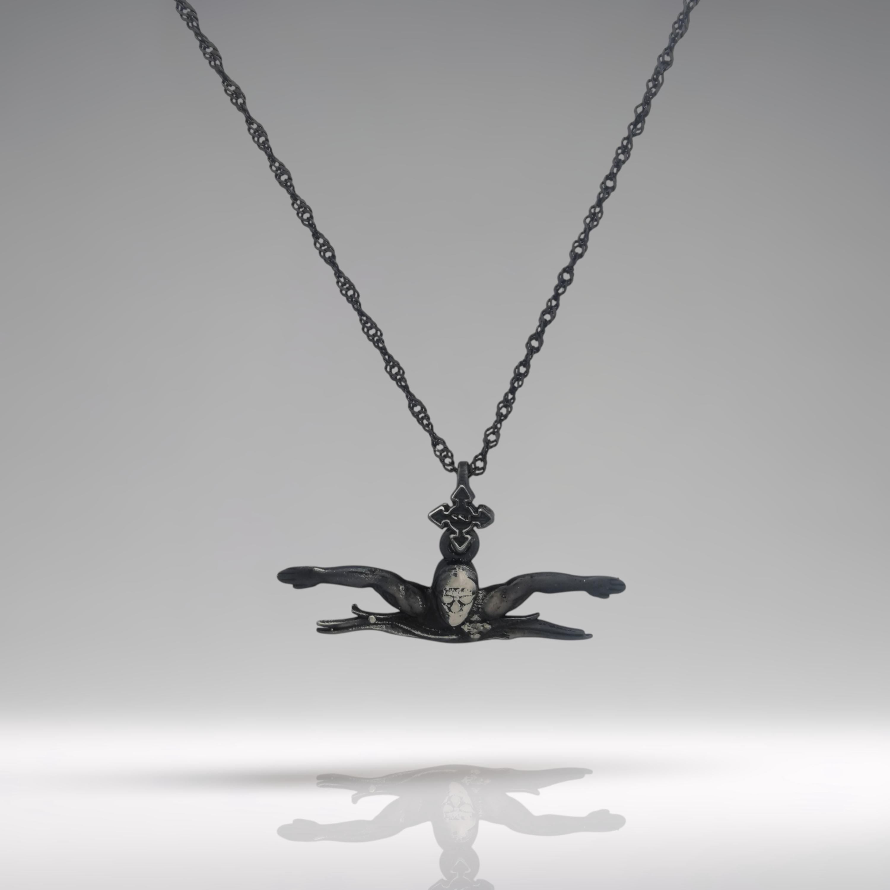Vintage-style butterfly swimming pendant handcrafted from 925 sterling silver — designed for men and teen boys who channel power and rhythm through water.
With an antique-inspired patina, this piece captures a swimmer mid-stroke, arms extended in motion, reflecting focus, tradition, and the timeless drive of aquatic sport. A meaningful gift for athletes and water lovers who carry the spirit of swimming with them always.