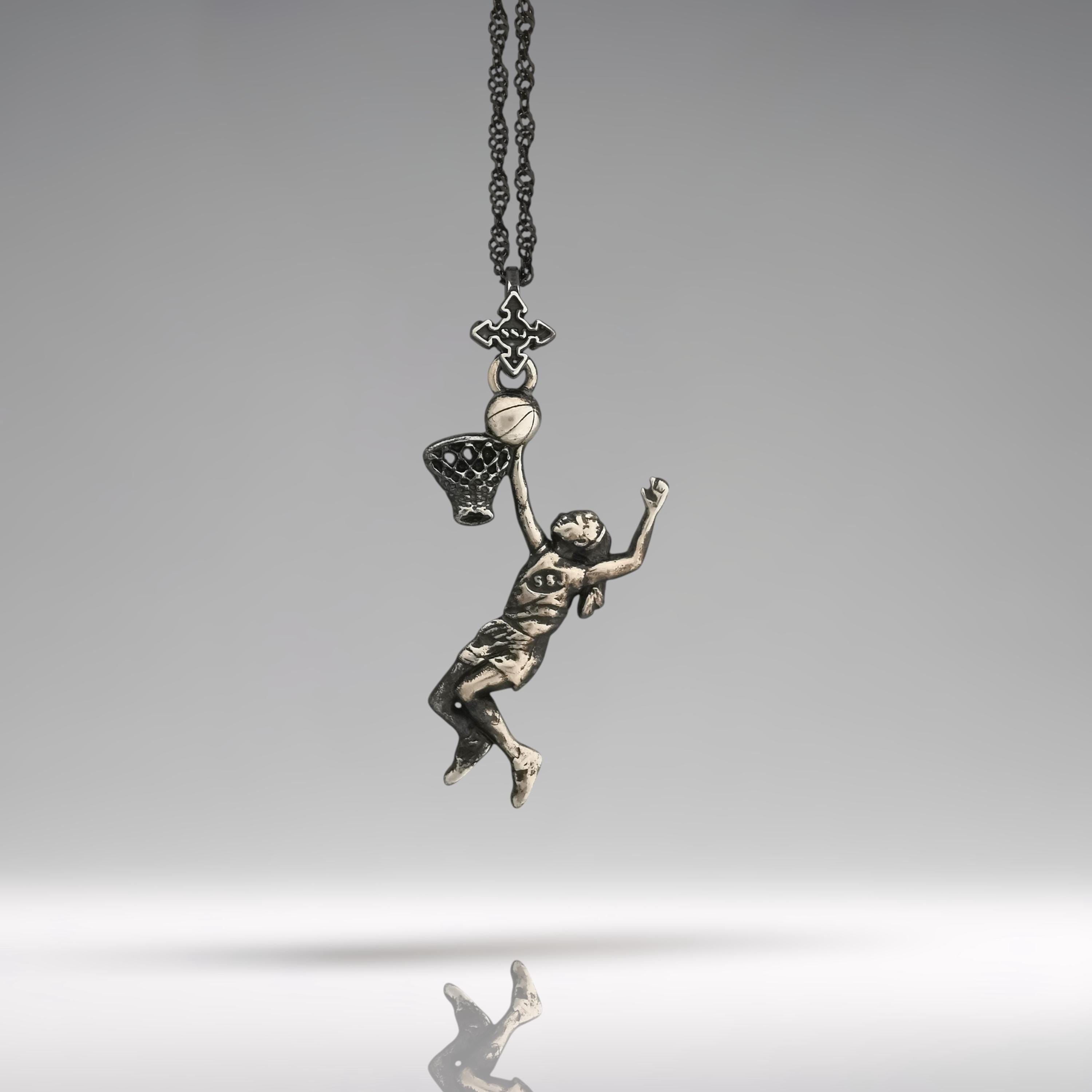 Basketball Jewelry Pendant for Women – Vintage Style 925 Silver Gift – Handcrafted Sports Charm for Athletes, Coaches & Fans – Necklace