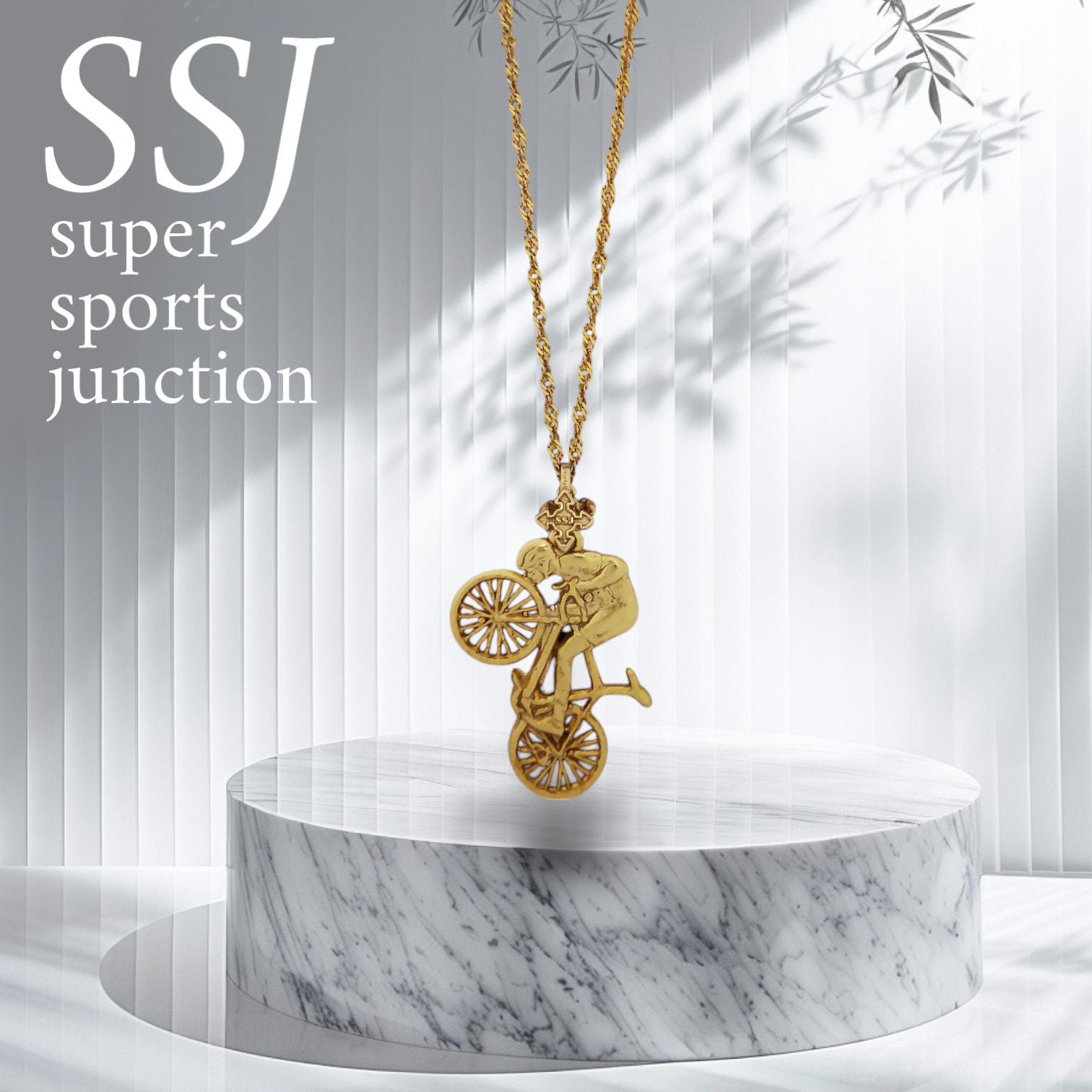 Cycling Jewelry Pendant for Men – Gold-Plated 925 Silver Gift – Handcrafted Sports Accessory for Cyclists and Athletes – Necklace