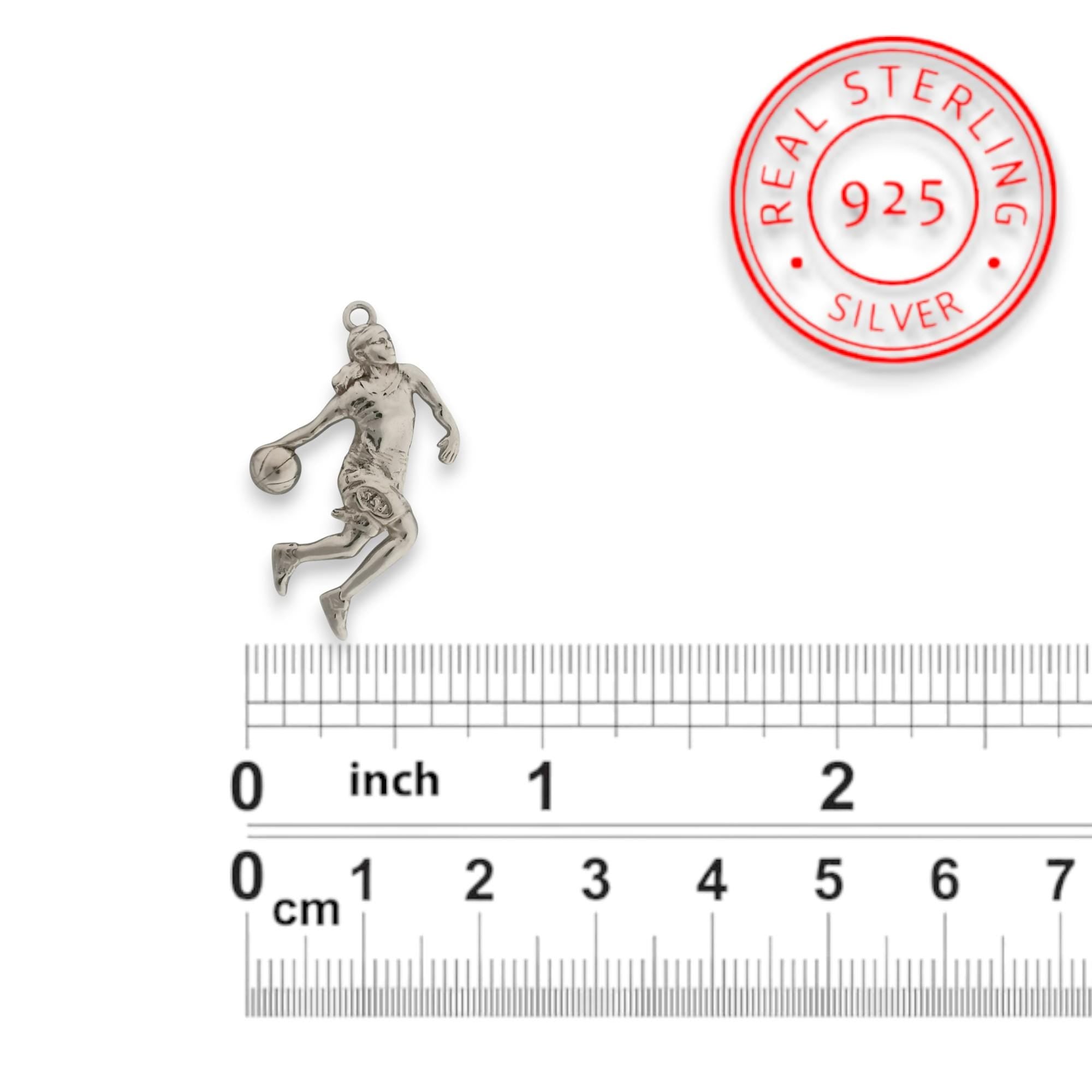 Basketball Pendant for Women and Girls – Classic Silver 925 Jewelry Gift – Handcrafted Sports Charm for Players, Coaches & Fans – Necklace