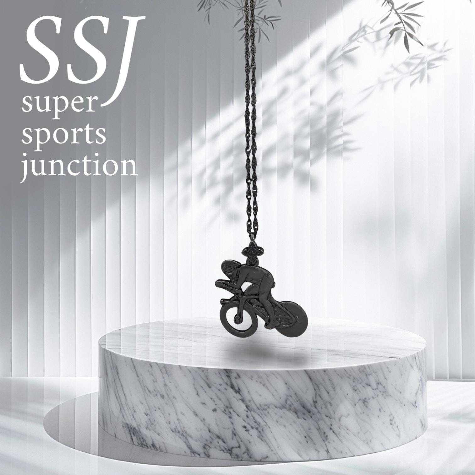 Cycling Jewelry Pendant for Men – Oxidized Black 925 Silver Gift – Sports Accessory for Road Bikers and Active Riders – Necklace
