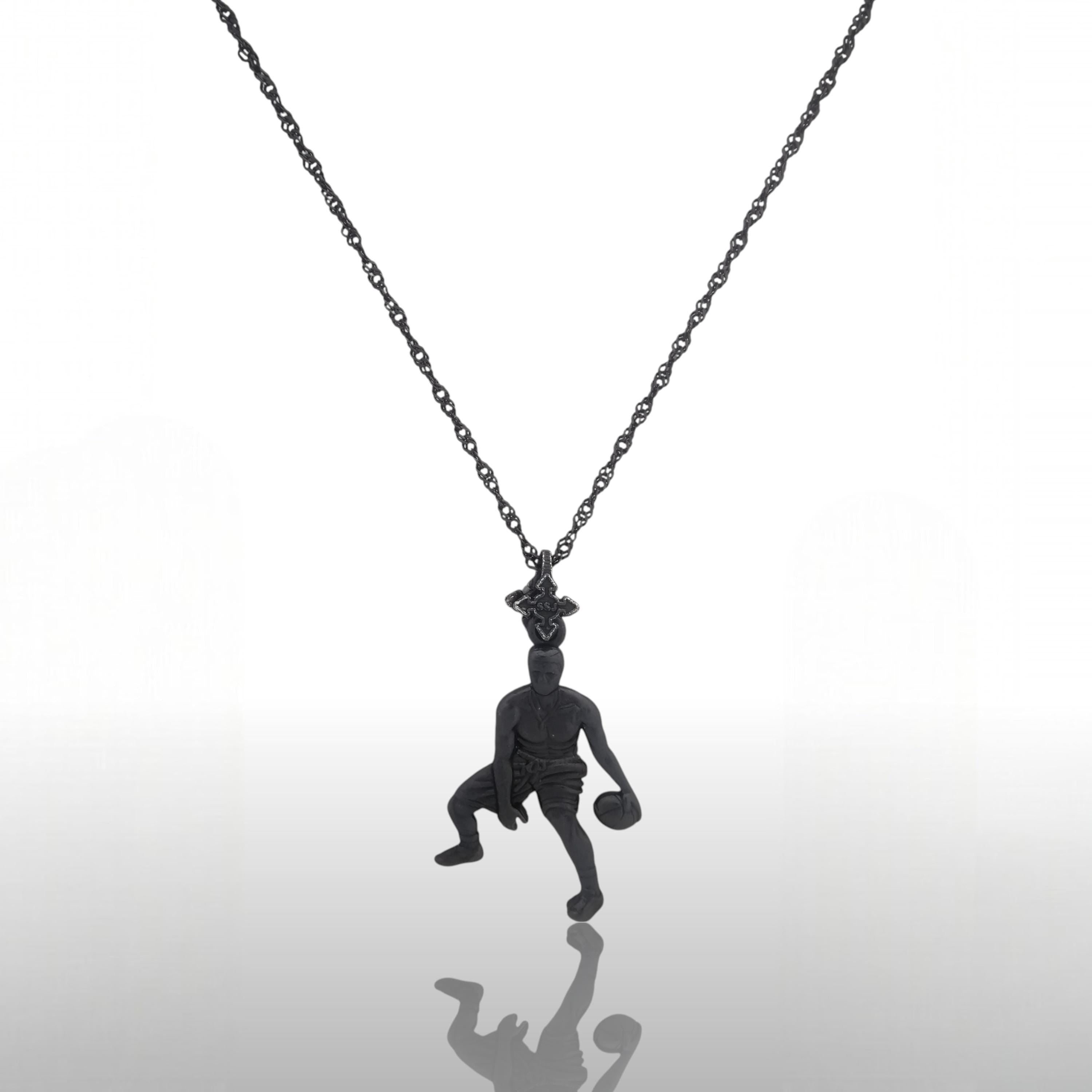 Basketball Jewelry Pendant for Men – Oxidized Black 925 Silver Gift Bold Handcrafted Sports Accessory for Players and Collectors – Necklace