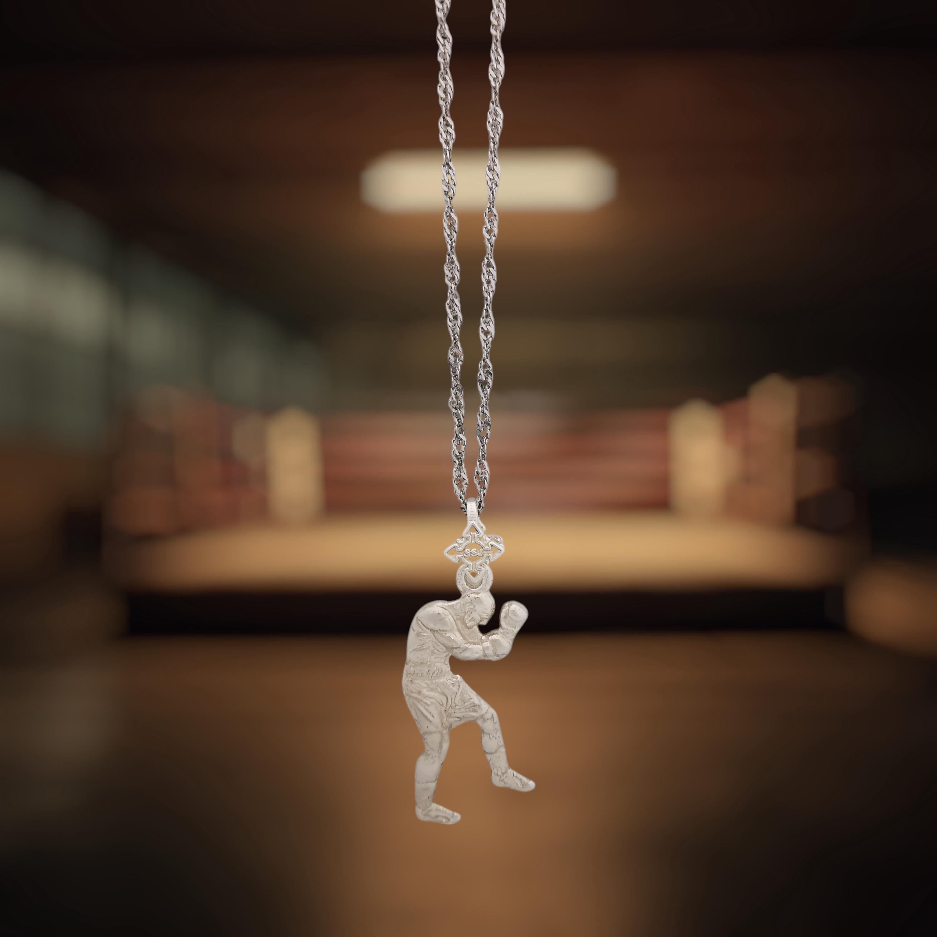 Boxing Jewelry Pendant for Men – Classic 925 Sterling Silver Gift – Handcrafted Sports Accessory for Fighters & Coaches – Necklace