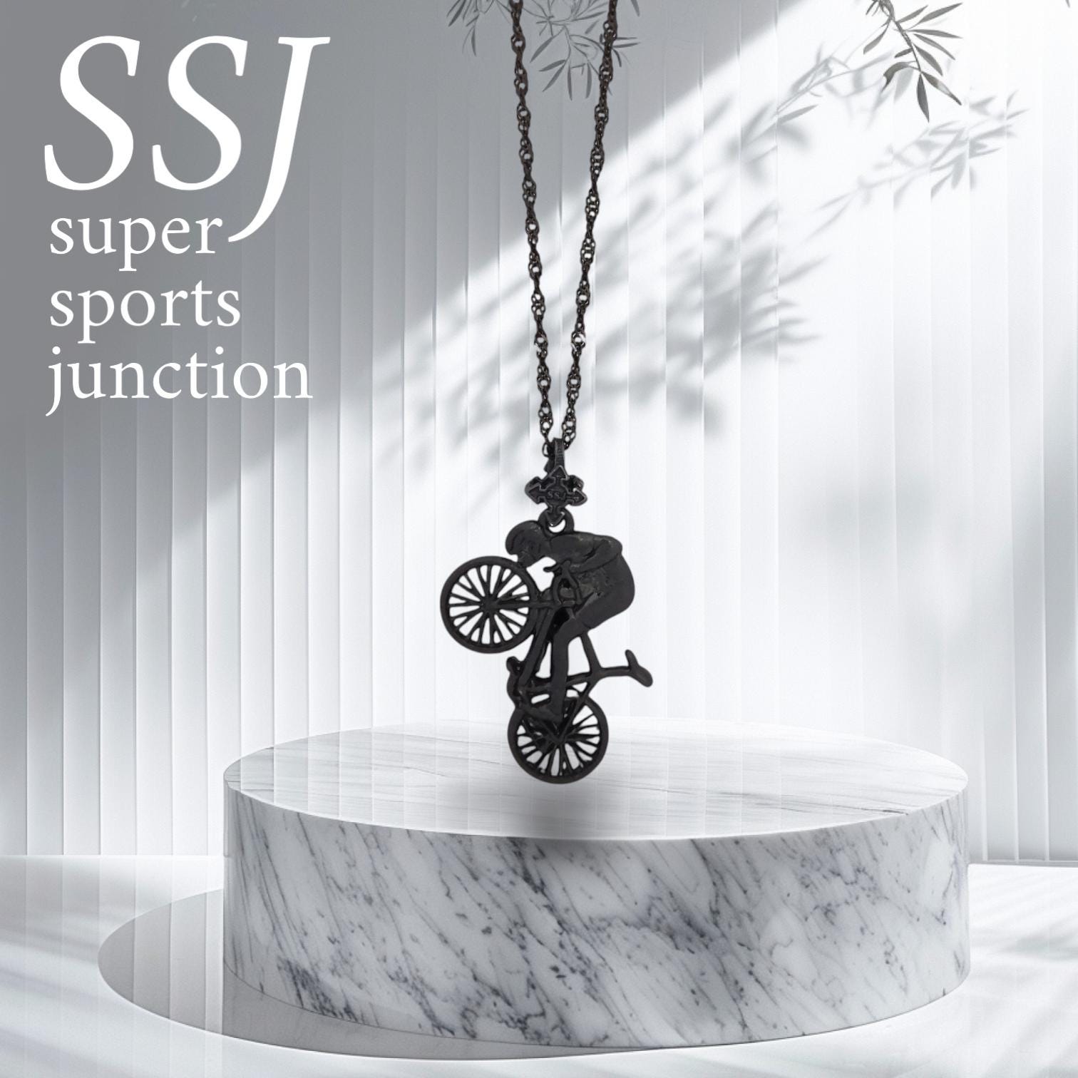 Cycling Jewelry Pendant for Men – Black Oxidized 925 Silver Gift – Handcrafted Sports Accessory for Cyclists and Athletes – Necklace