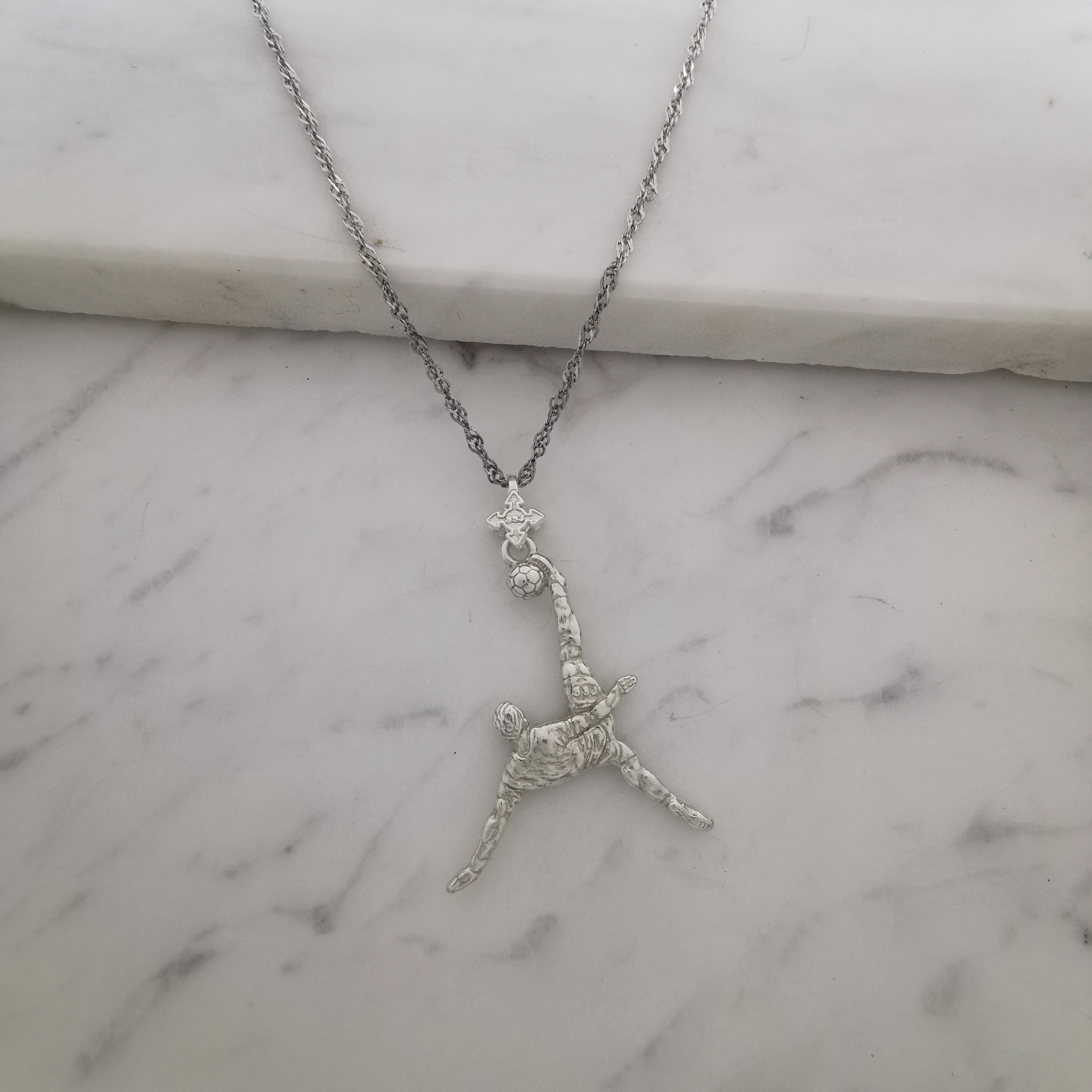 Football (Soccer) Jewelry Pendant for Men – Classic Silver 925 Gift – Bicycle Kick Sport Charm – Necklace